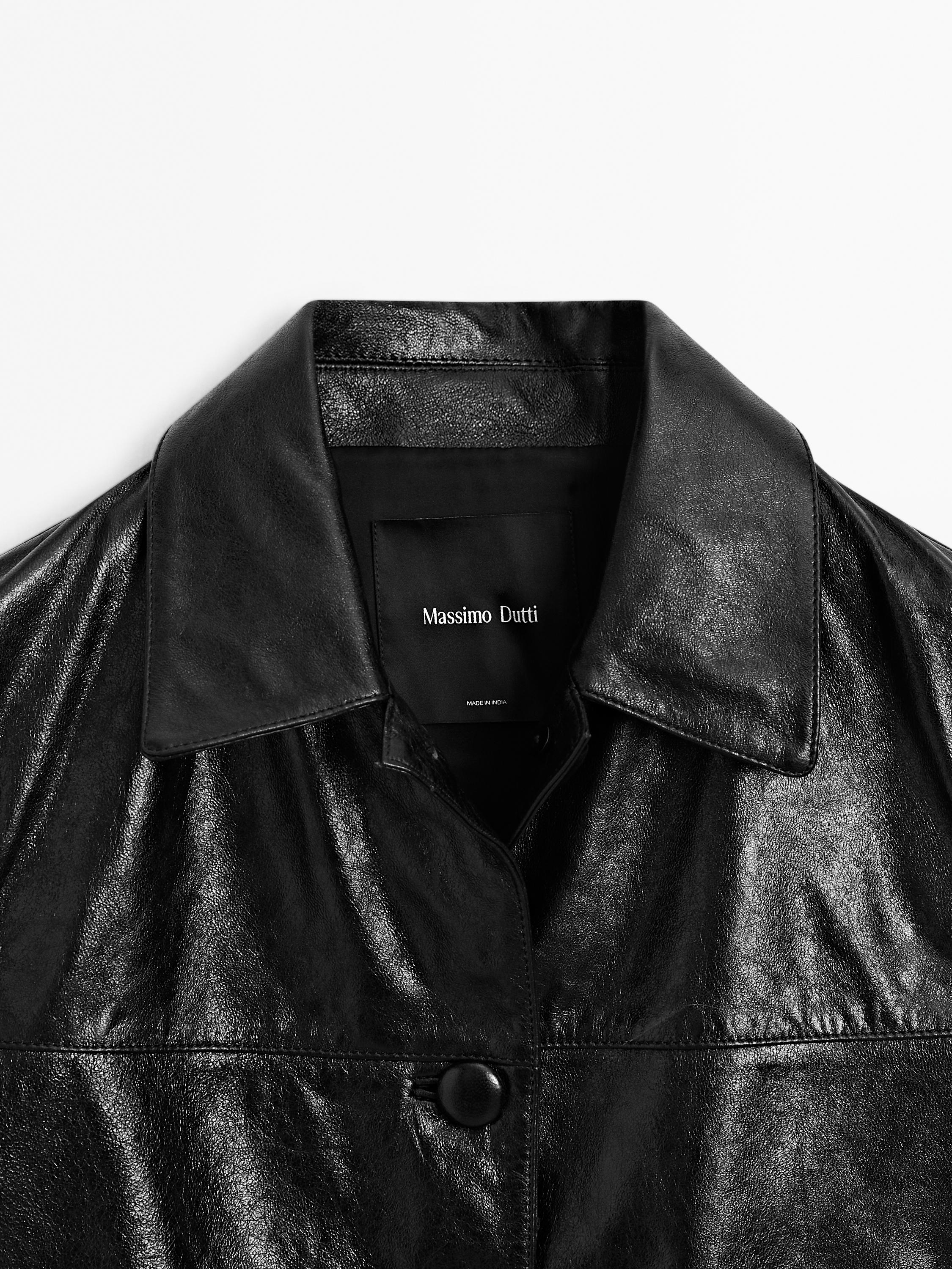 Cropped nappa leather jacket