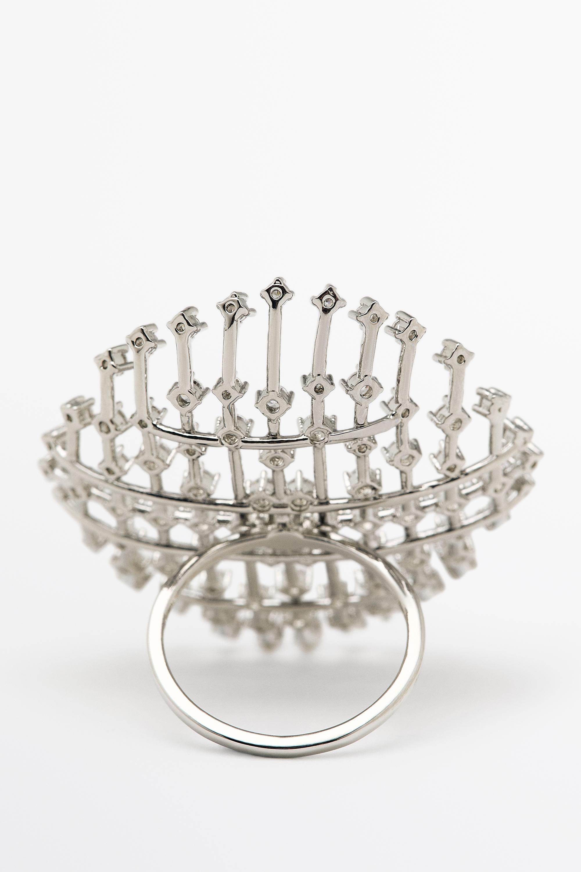 Panoramic rhinestone ring — SILVER