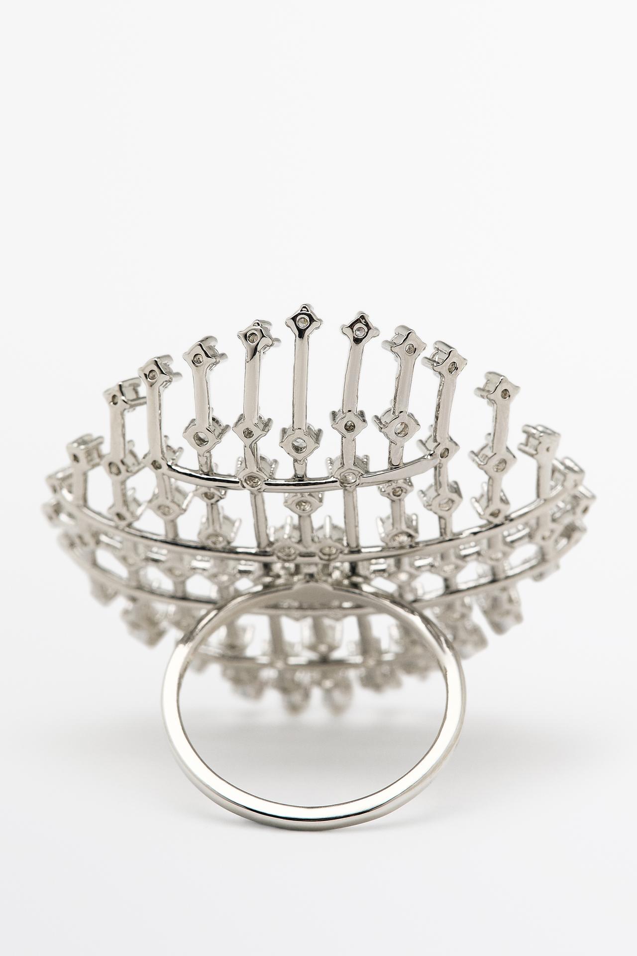 Panoramic rhinestone ring — SILVER
