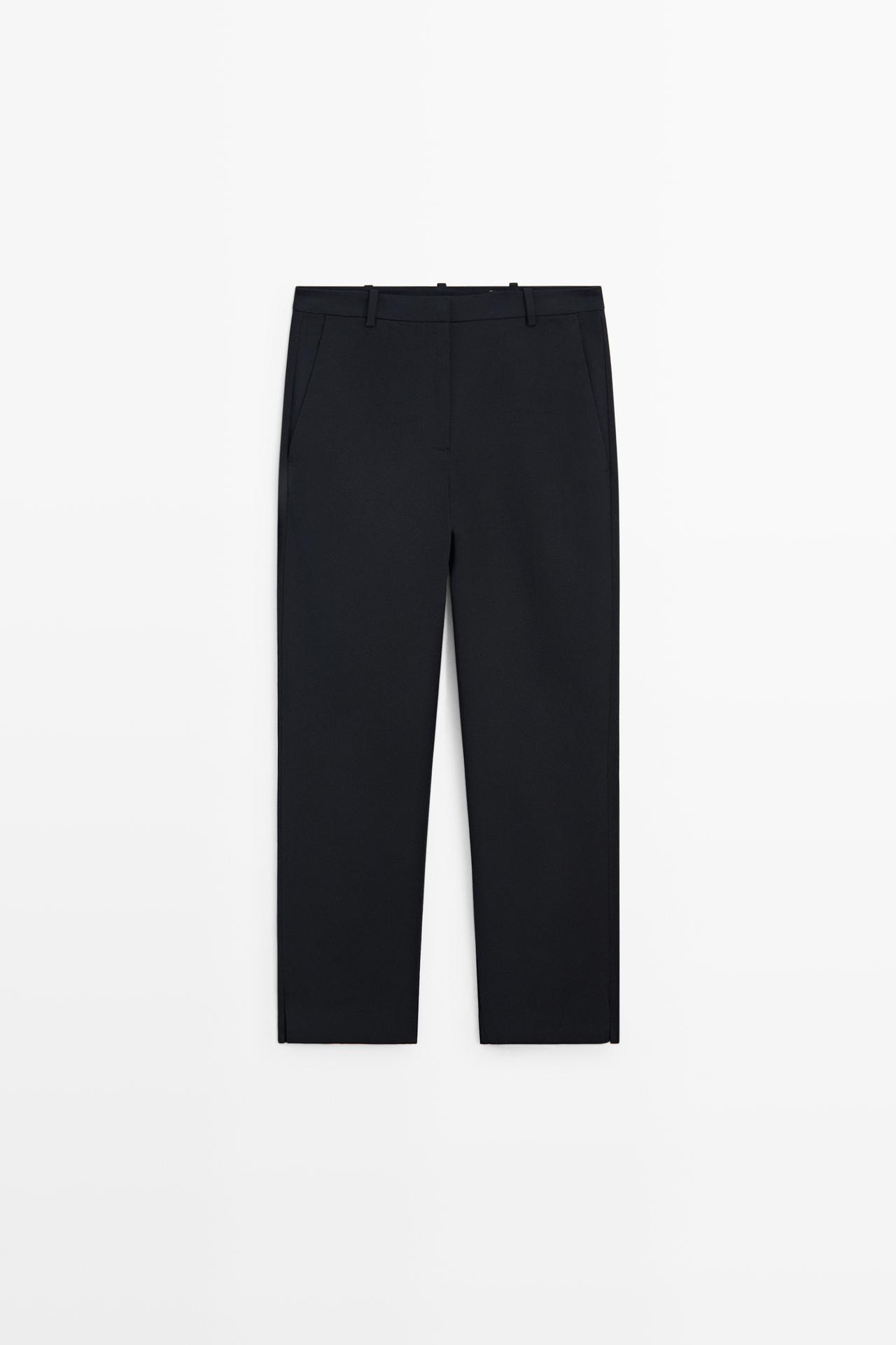 Straight-leg stretch pants — NAVY BLUE
