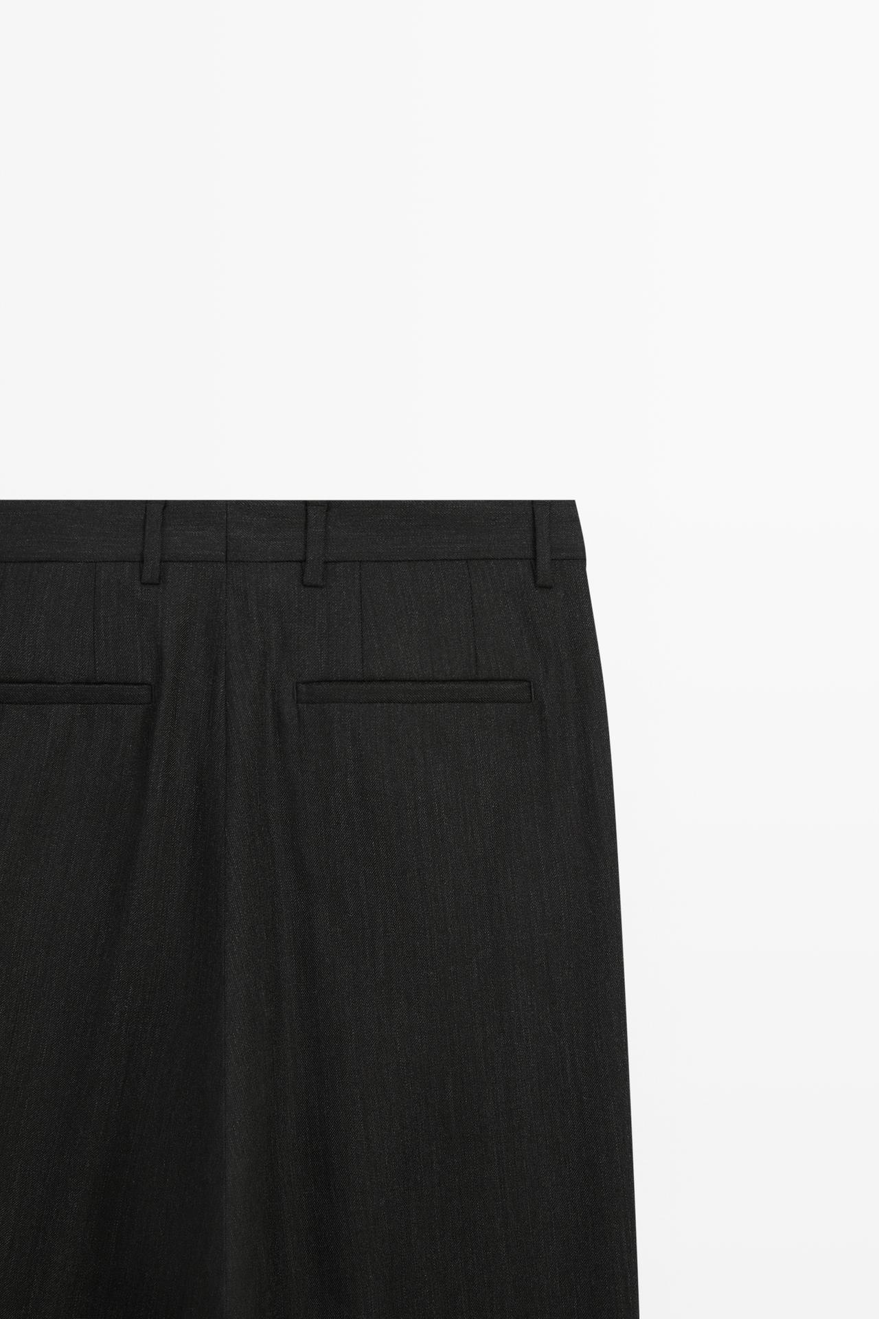 Relaxed fit wool trousers with flecked detail — CHARCOAL