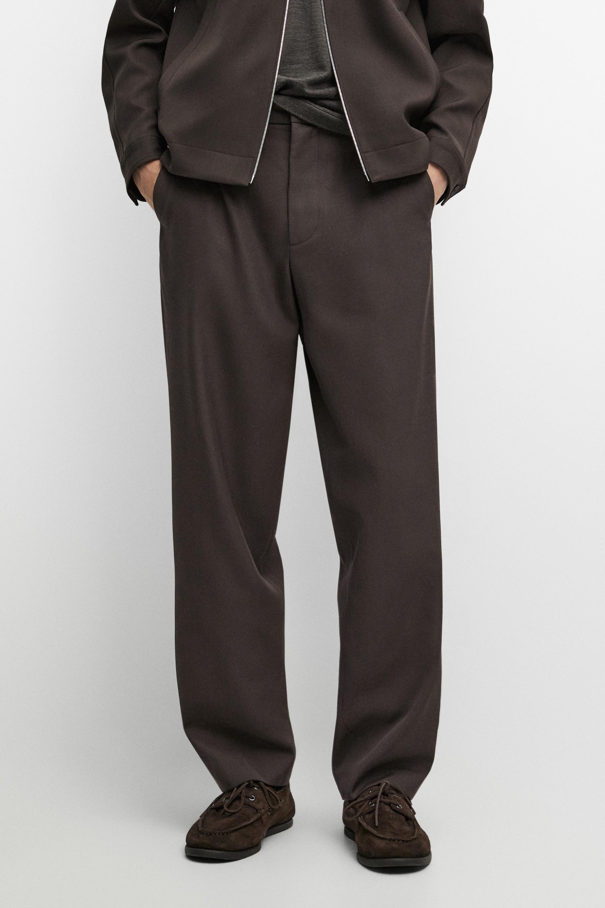 100% cool wool total look pants — BROWN