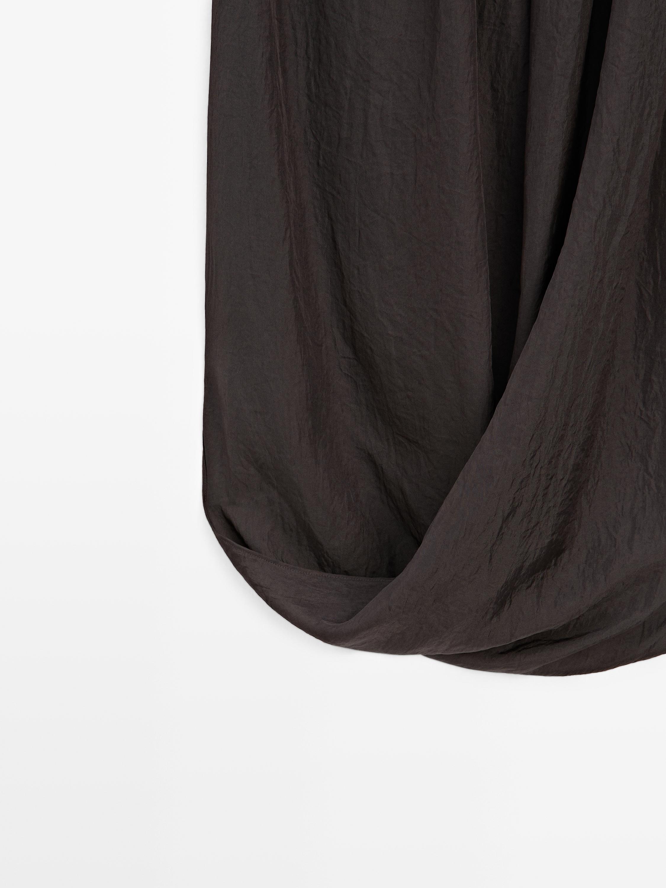 Midi skirt with gathered waistband — BROWN