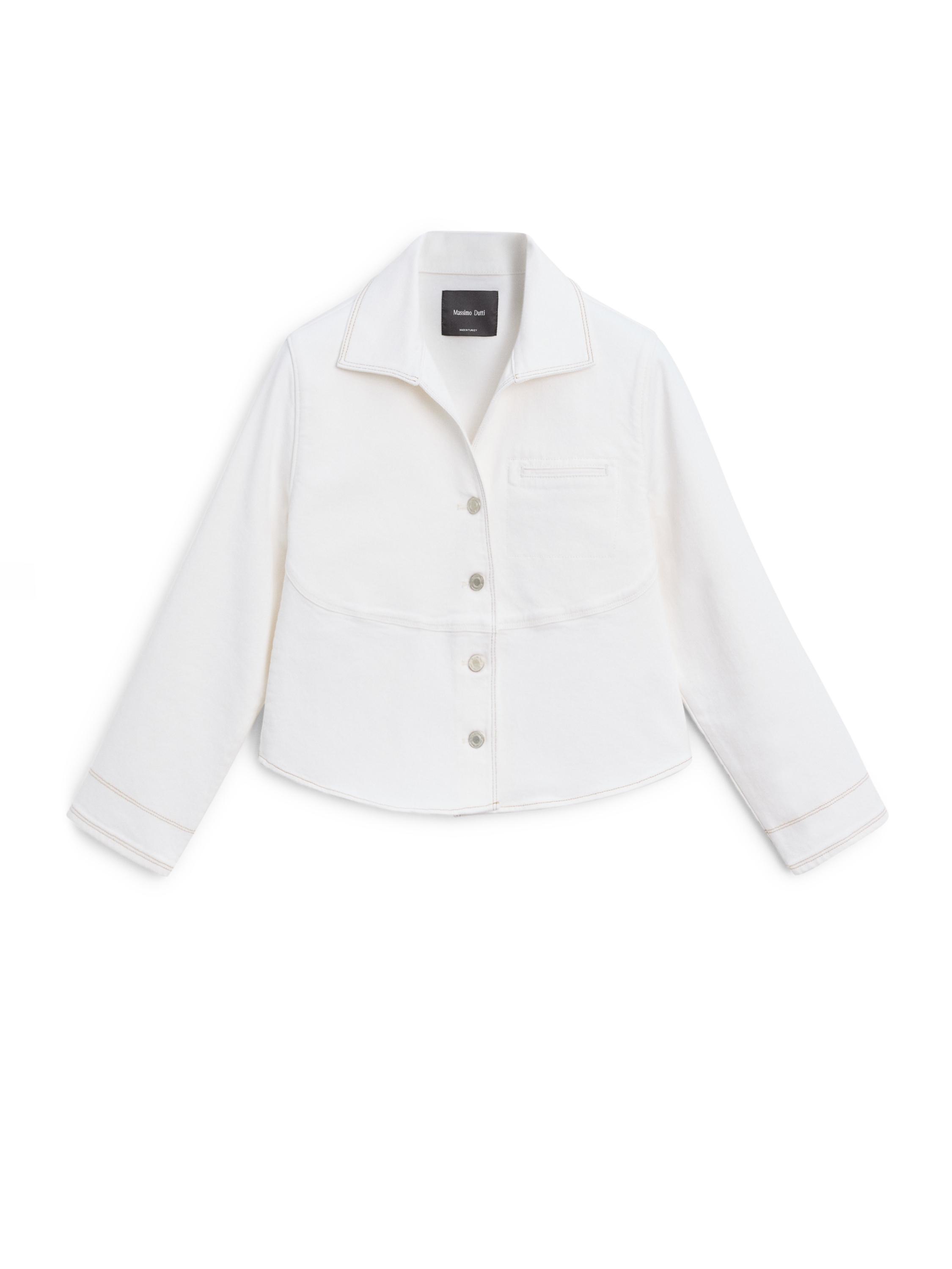 Denim jacket with contrast seam — WHITE
