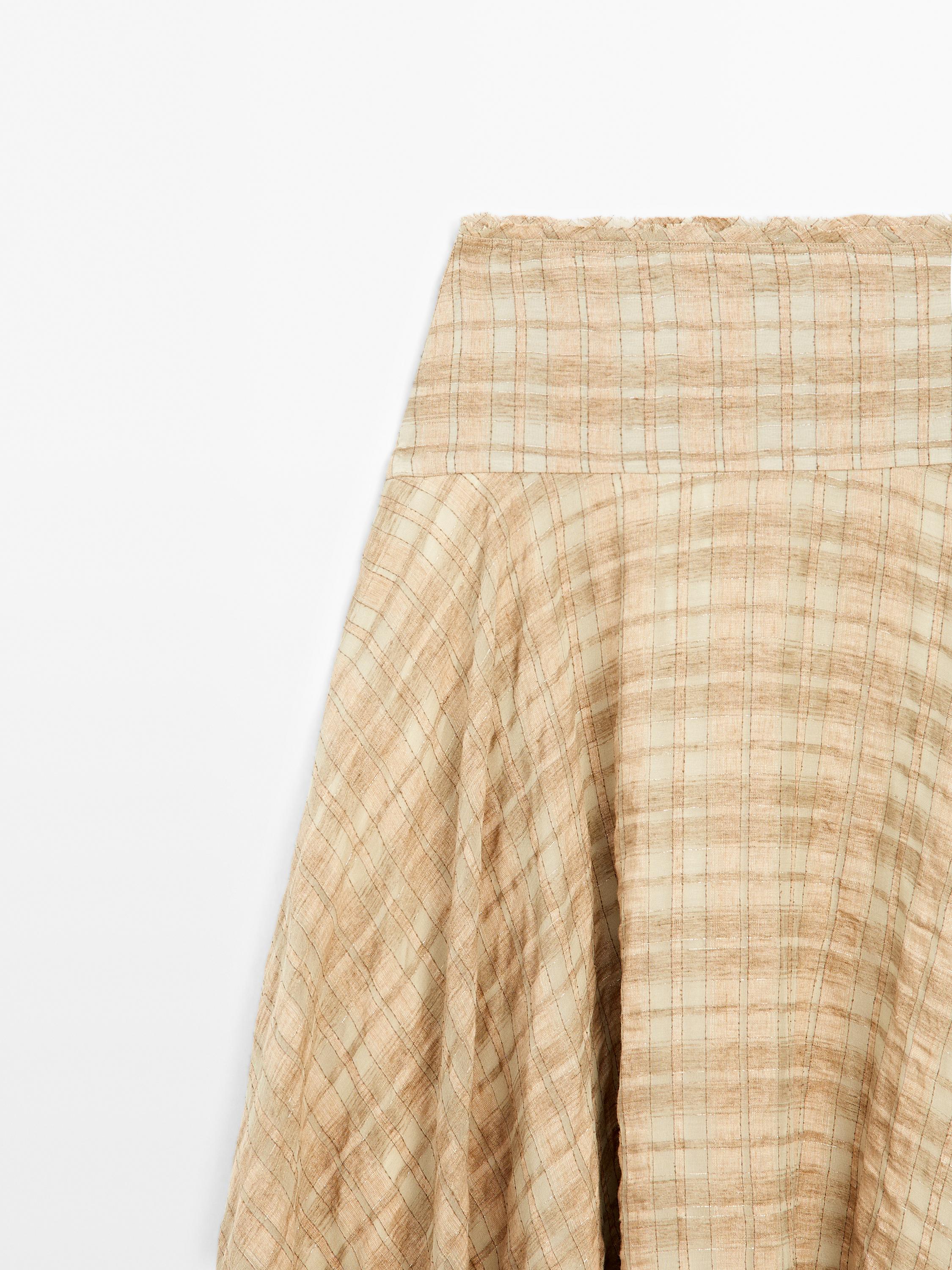 Long check skirt