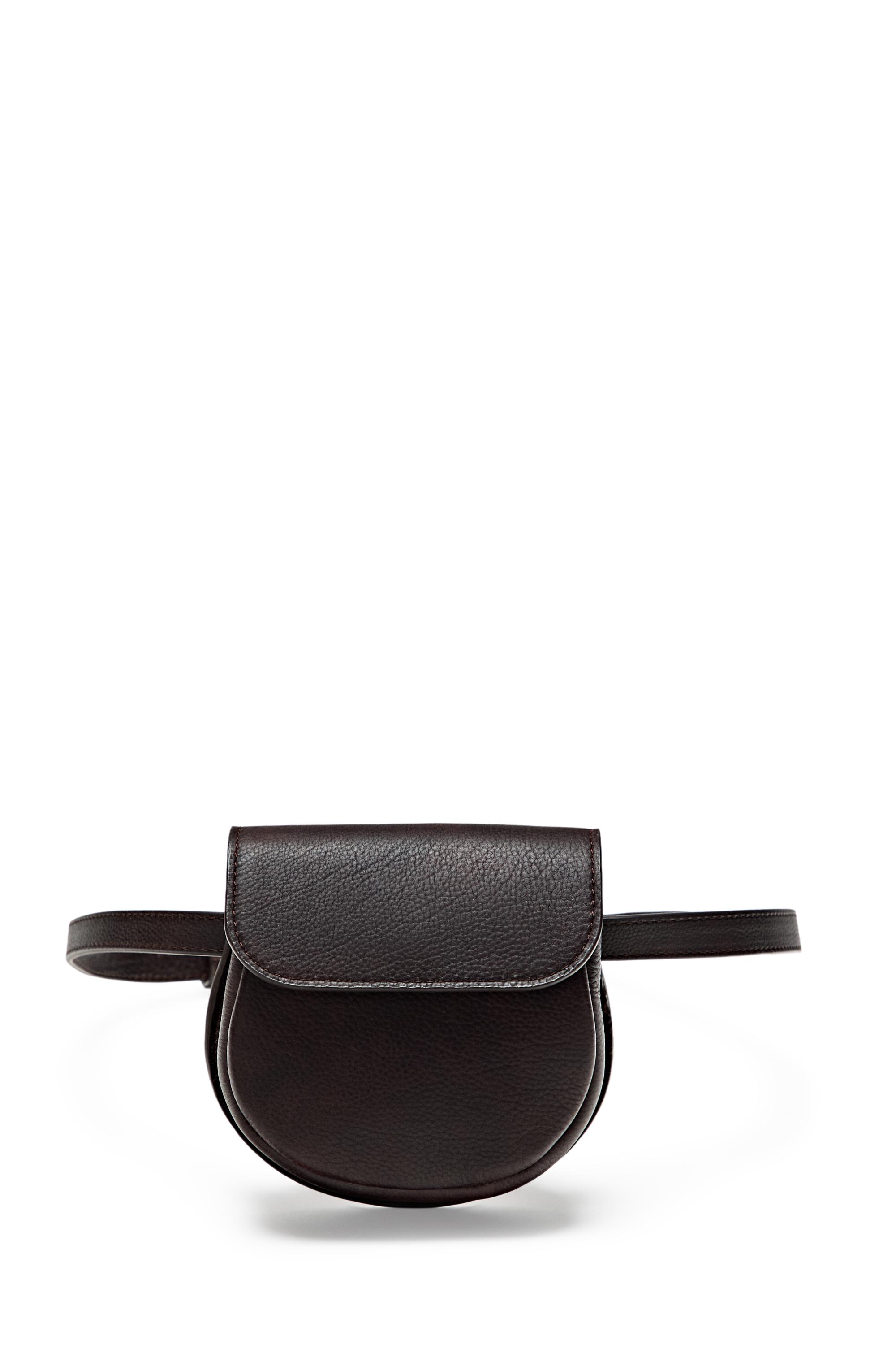 Nappa leather belt with pouch — BROWN