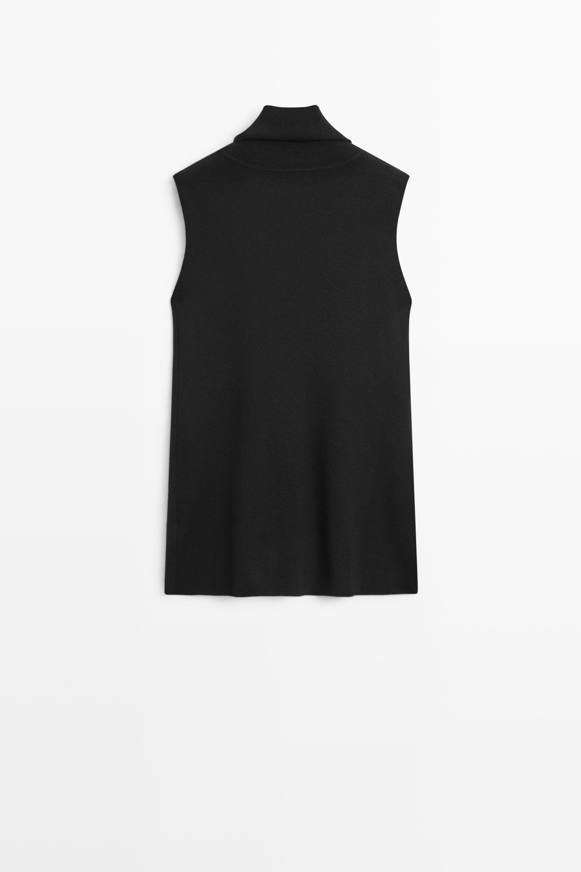 Wool blend knit top — BLACK