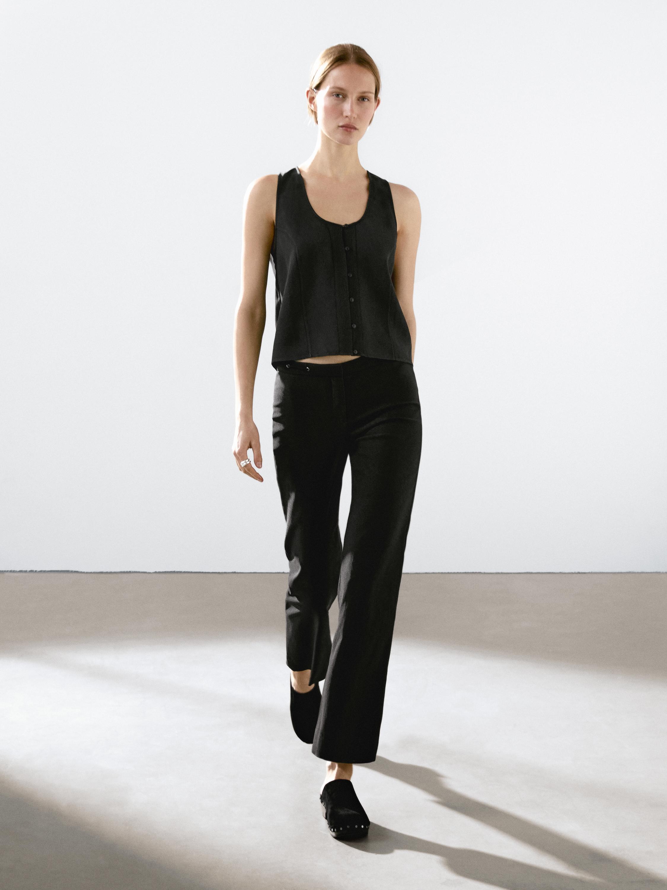Pantalon flare taille fantaisie