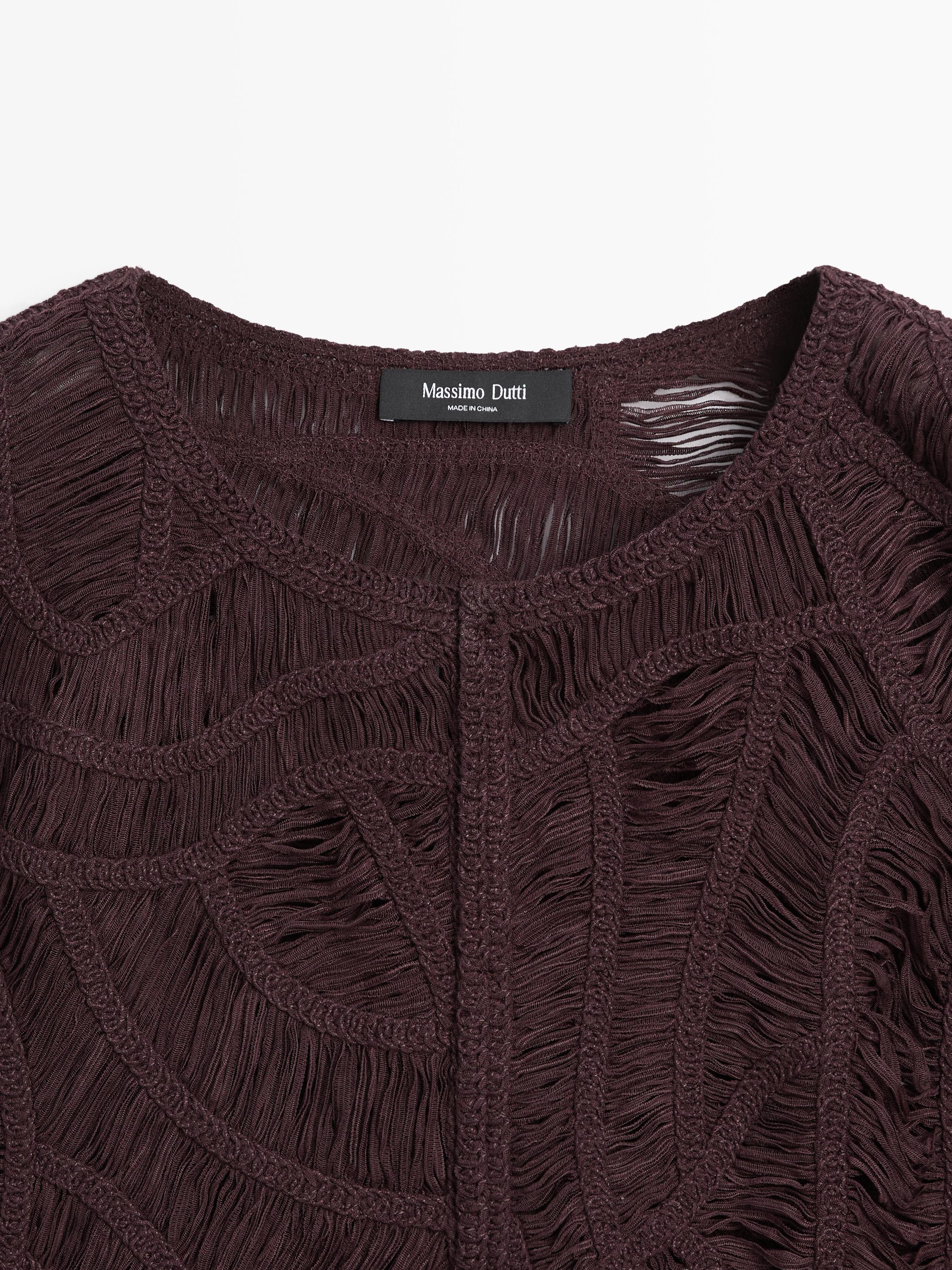 Crochet knit vest — AUBERGINE