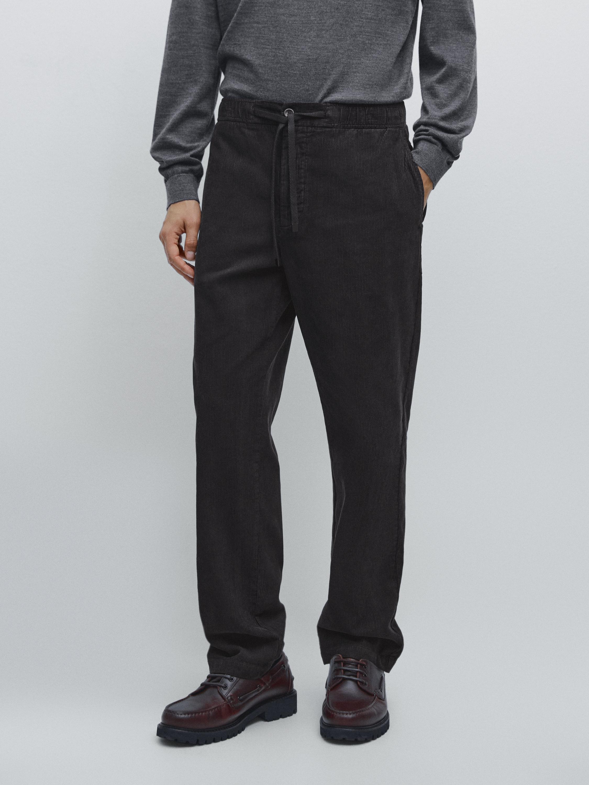 Jogger fit bukser i jernbanefløjl