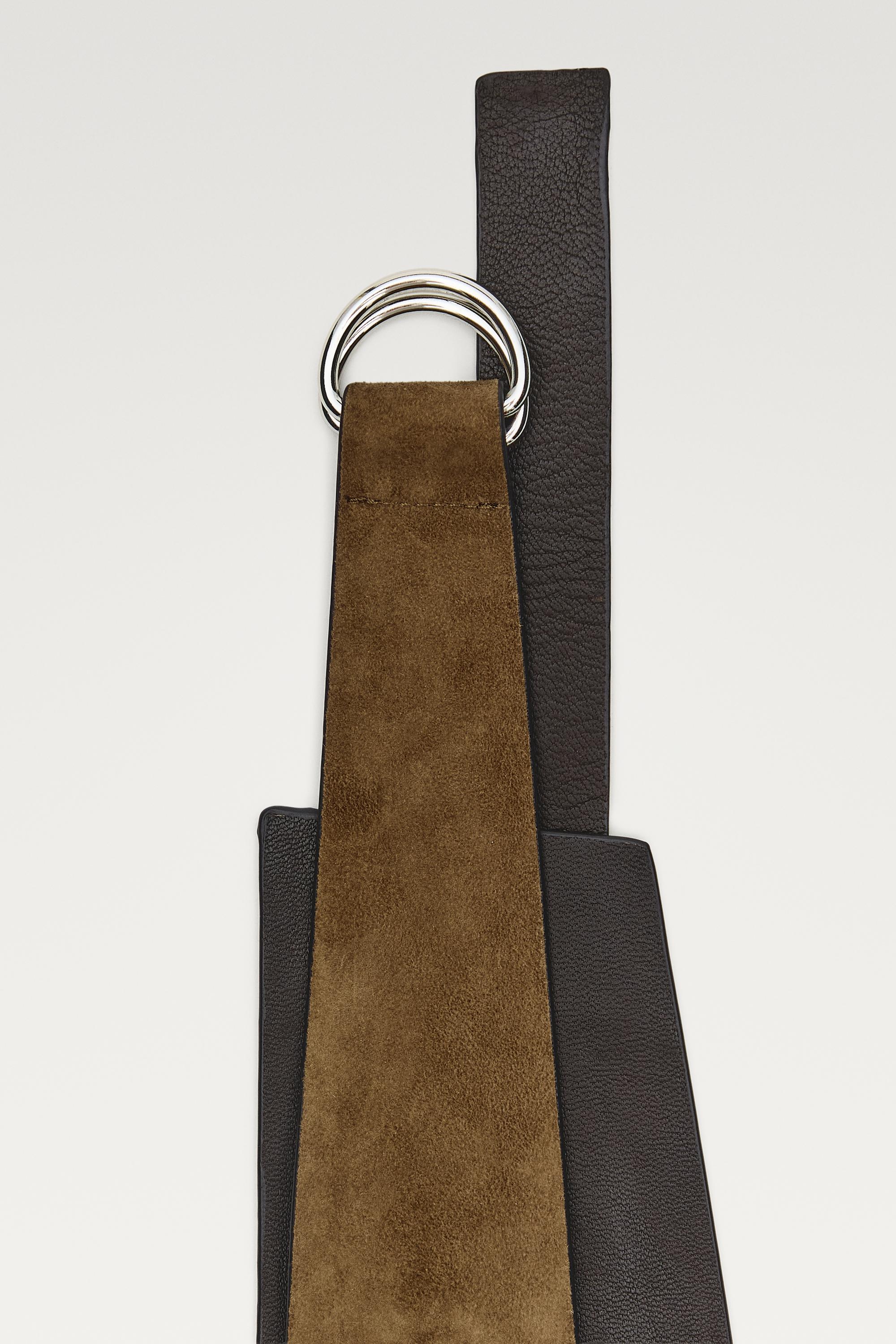 Split leather sash belt — SAND