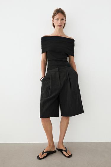 Cotton off-the-shoulder top — BLACK 8
