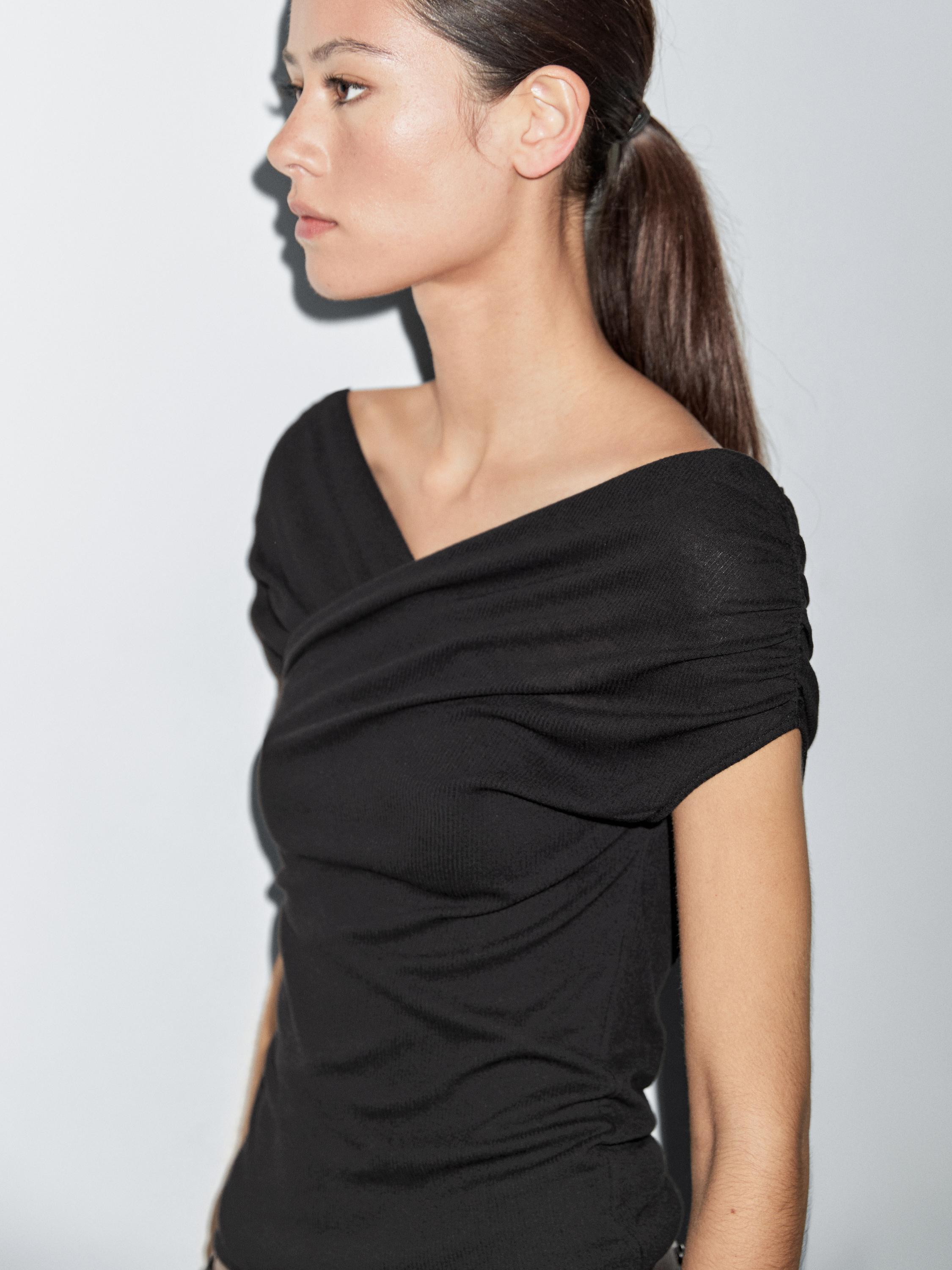 100% cotton surplice boat neck top