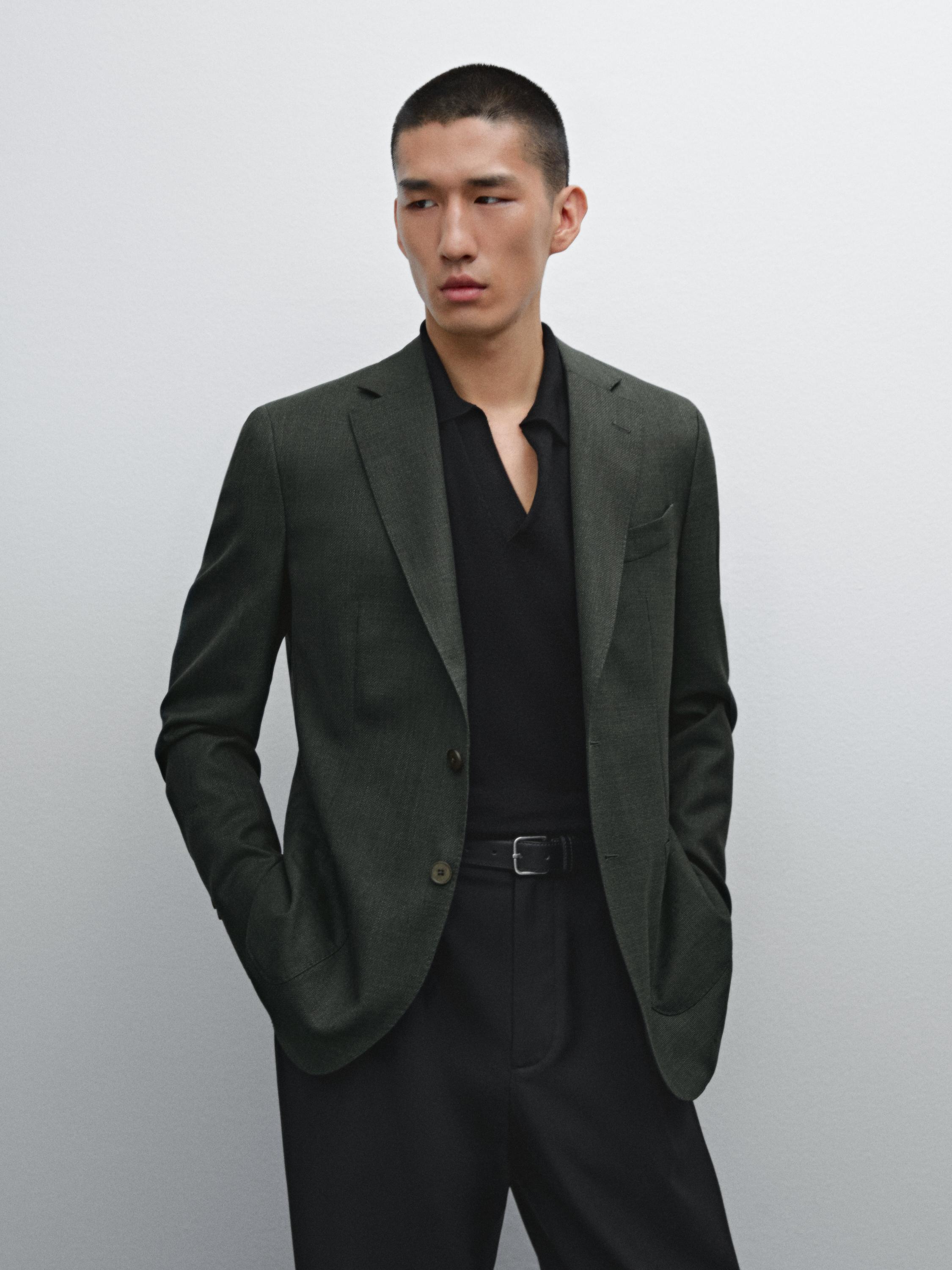 بليزر بارز الملمس صوف 100%