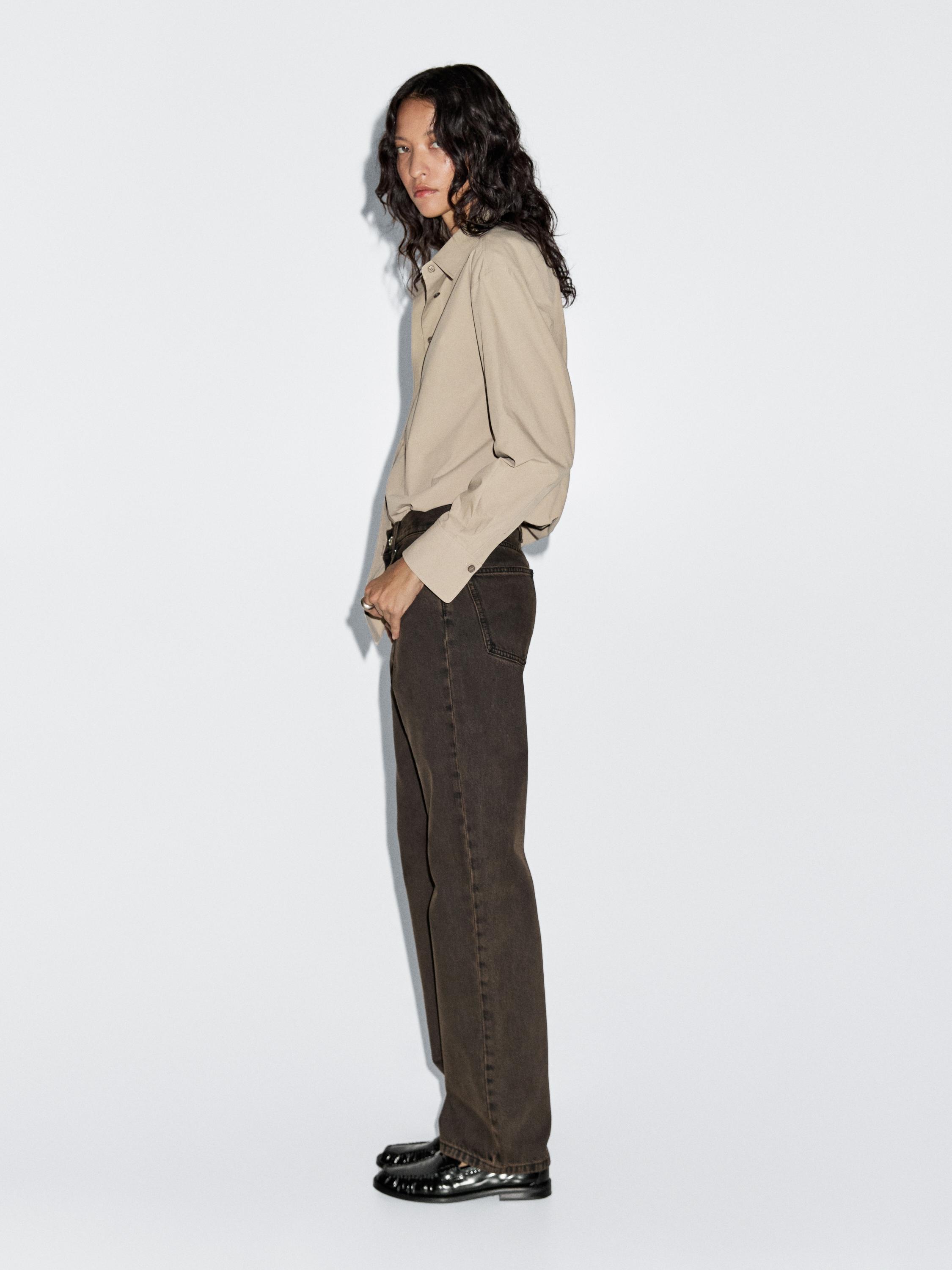 Straight-leg high-waist jeans