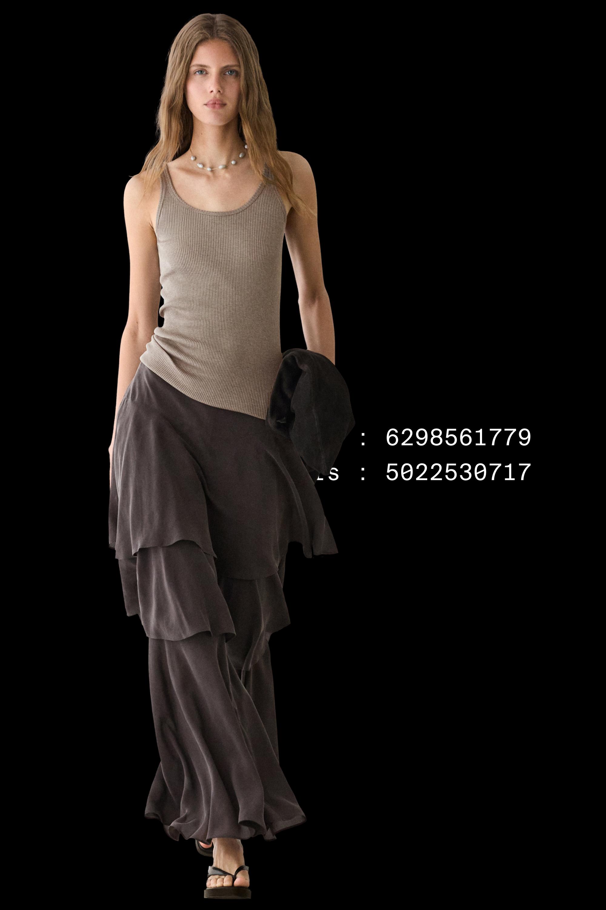 Top tirantes canalé mestura seda