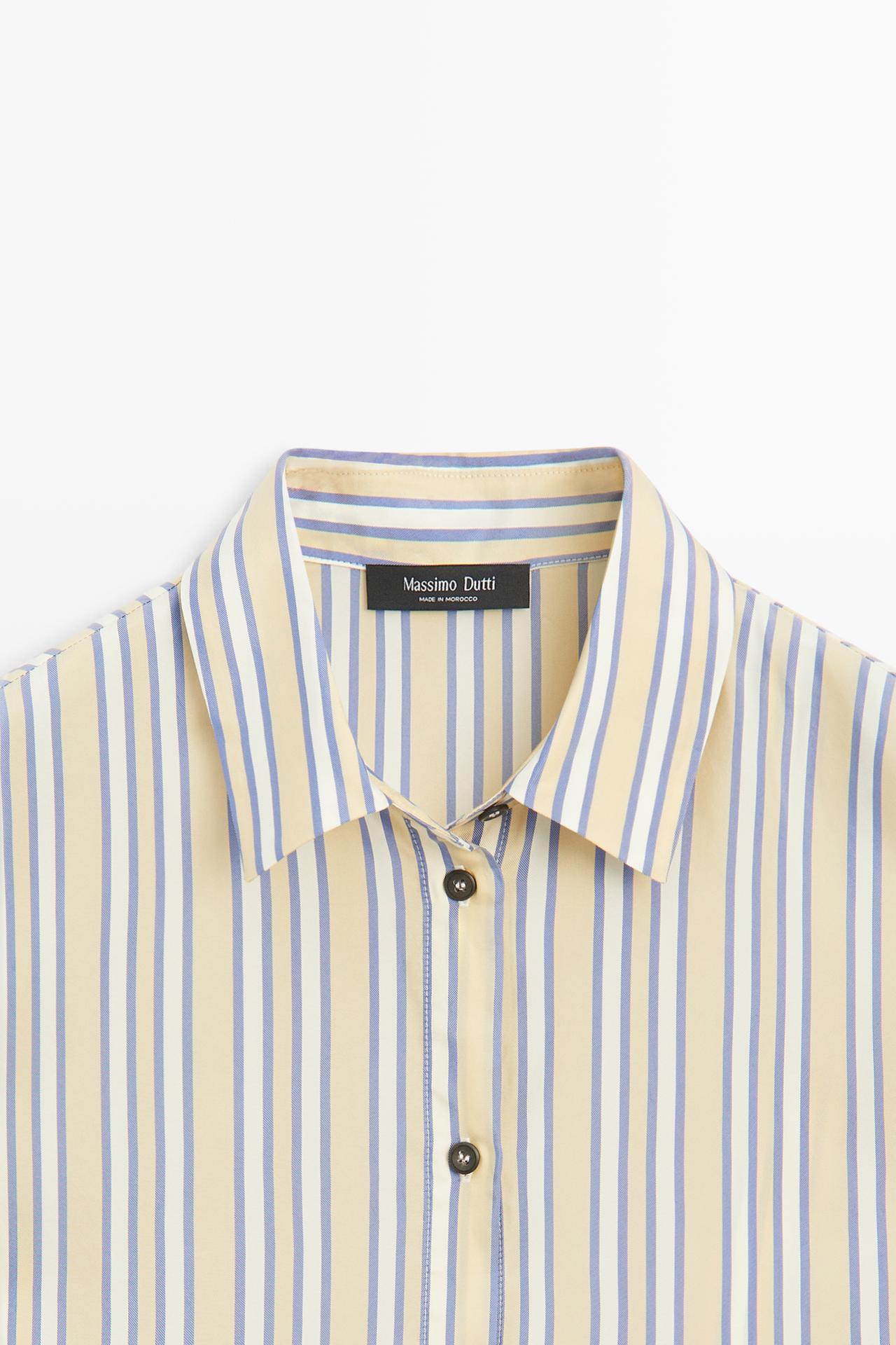 Flowy striped-detail shirt — Yellow