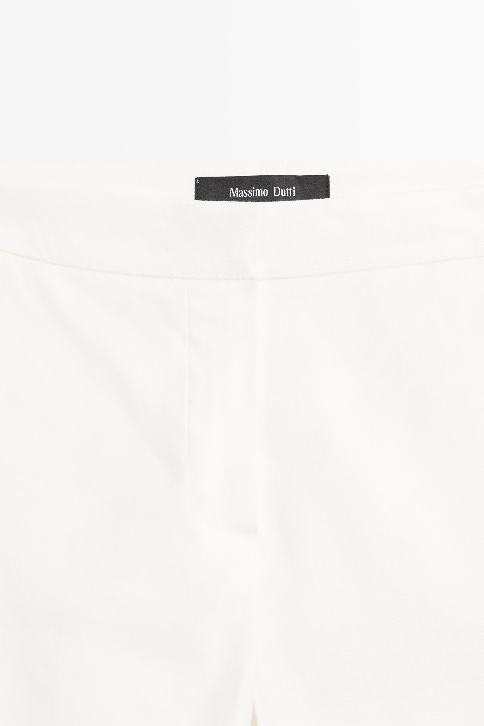 Massimo Dutti Linen Blend Kick Flare Fit Pants In White