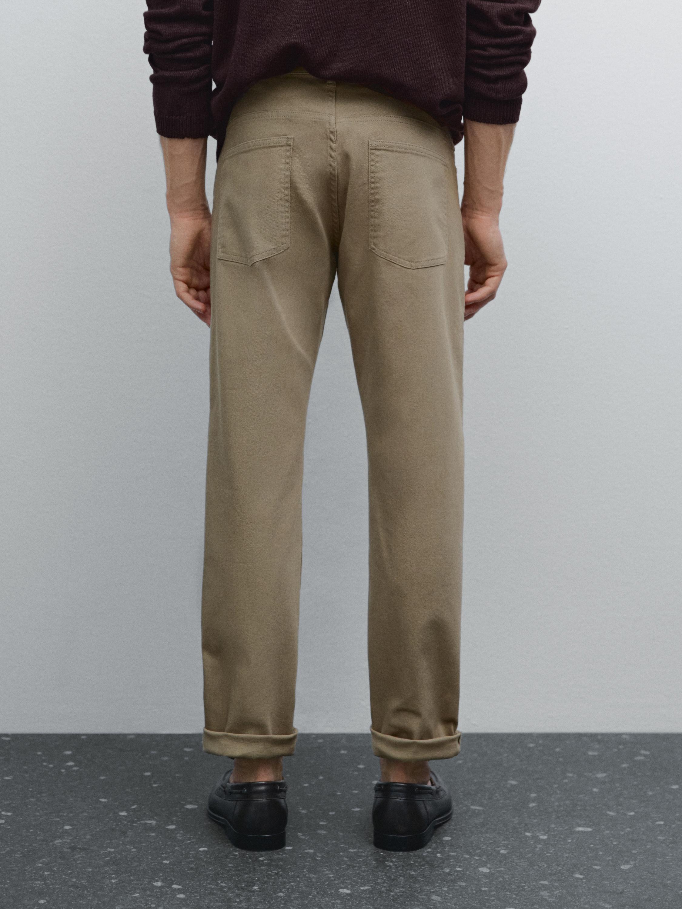 Cotton blend slim fit denim trousers
