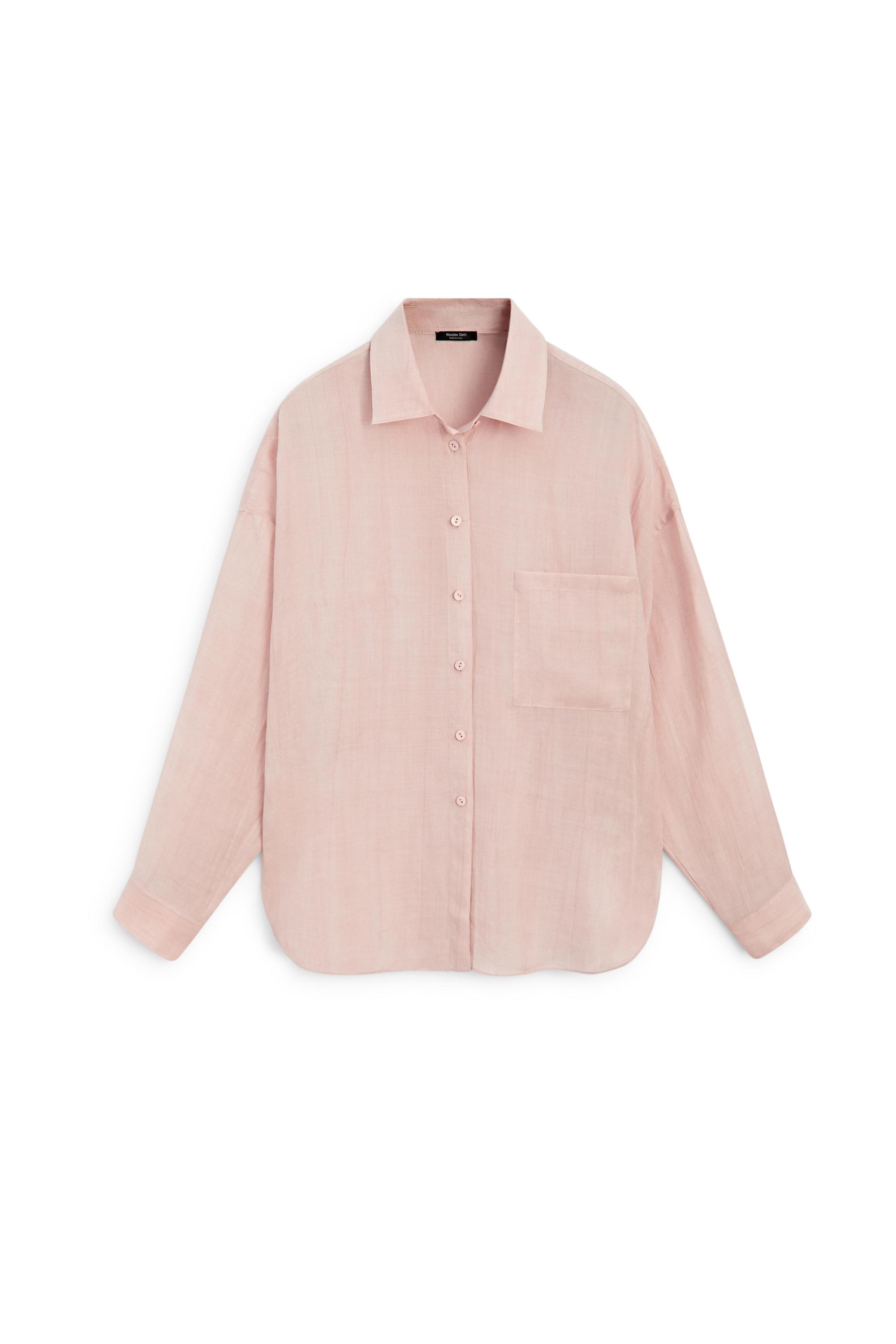 Flowing ramie pocket shirt — PALE PINK