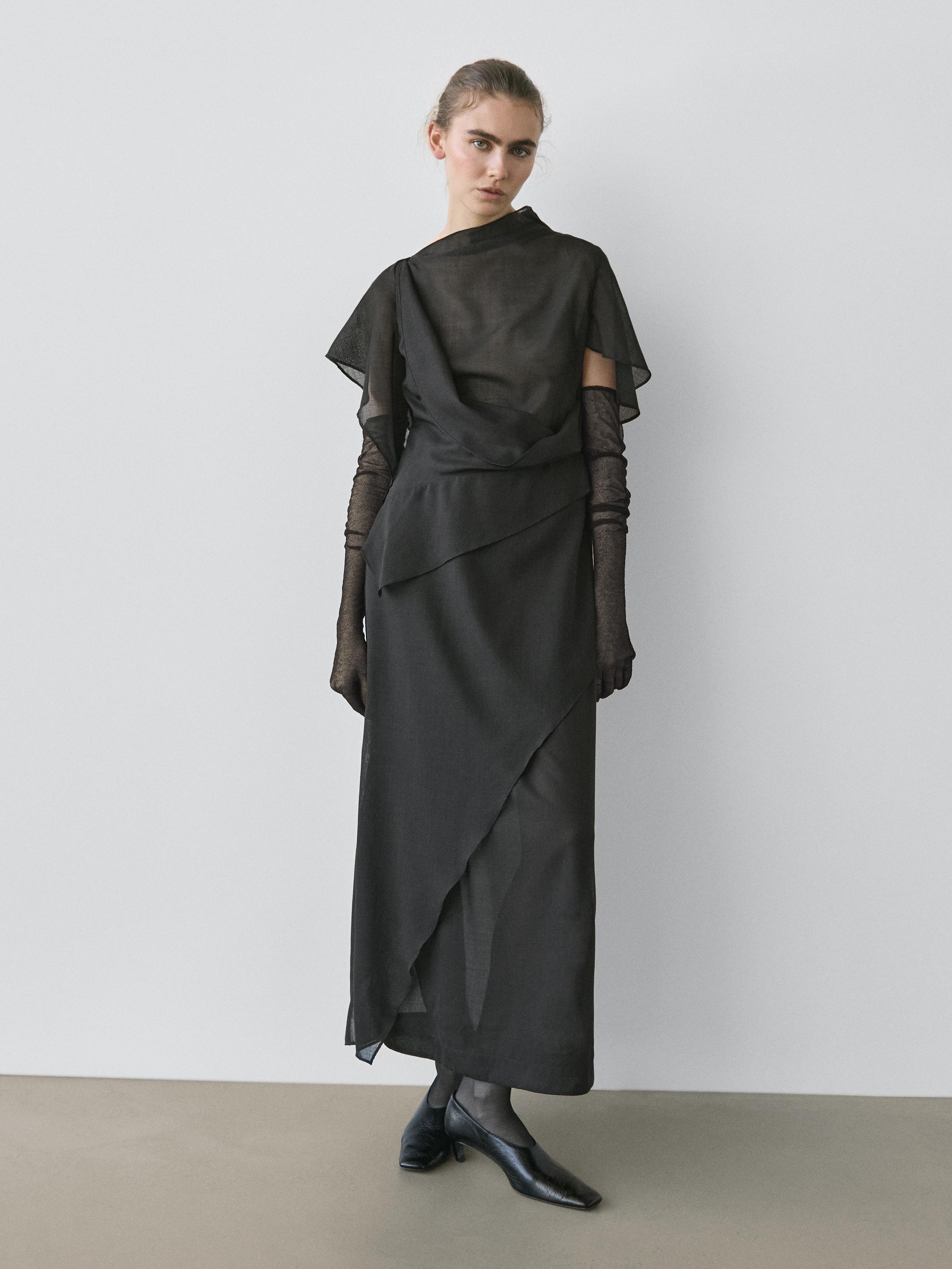 Midi Dress With Hood Detail - Studio - Black - Xs - Massimo Dutti - Women Midi Dress With Hood Detail - Studio - Black - Xs - Massimo Dutti - Women