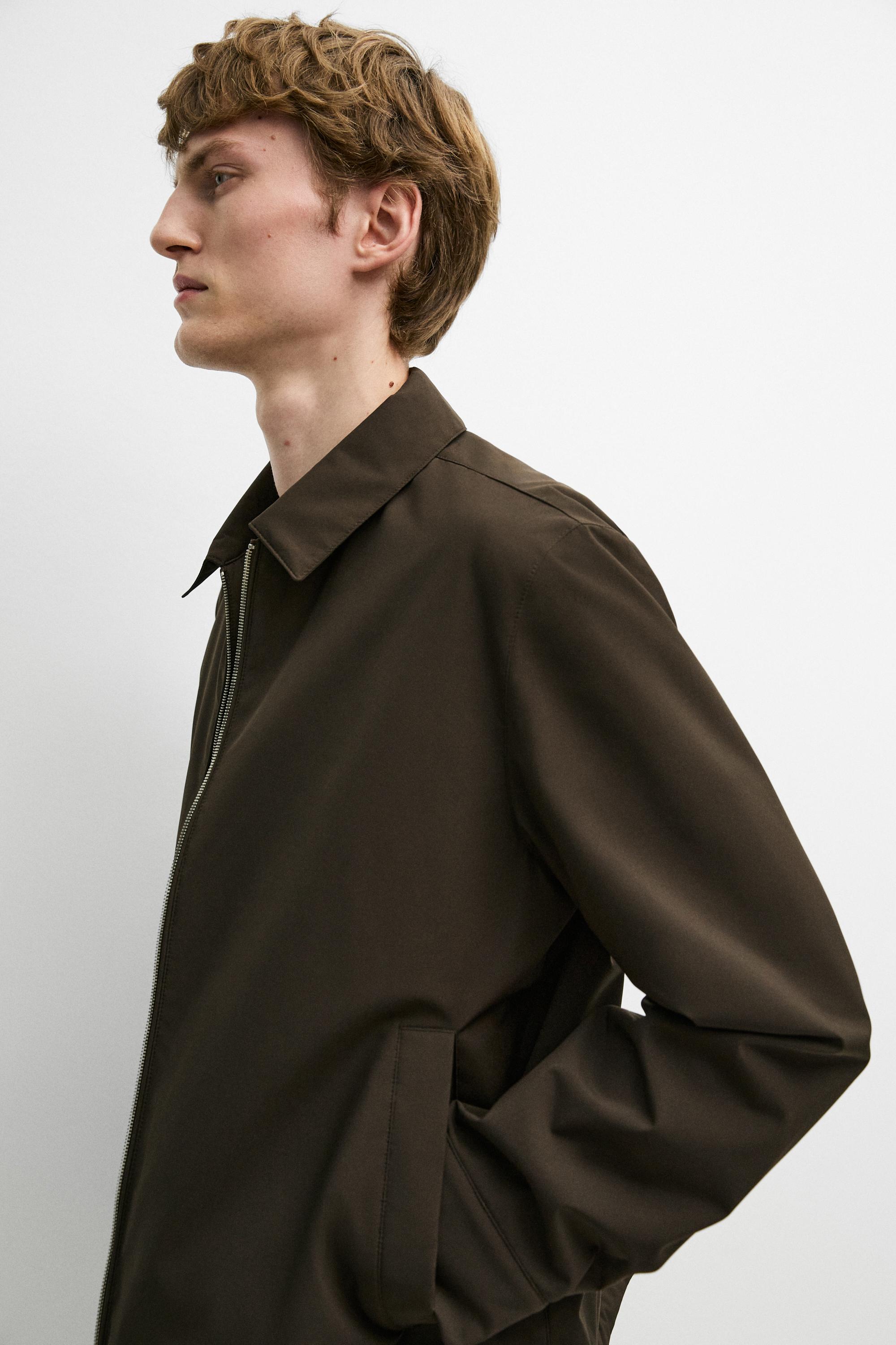 Lightweight jacket with collar detail — Chocolate