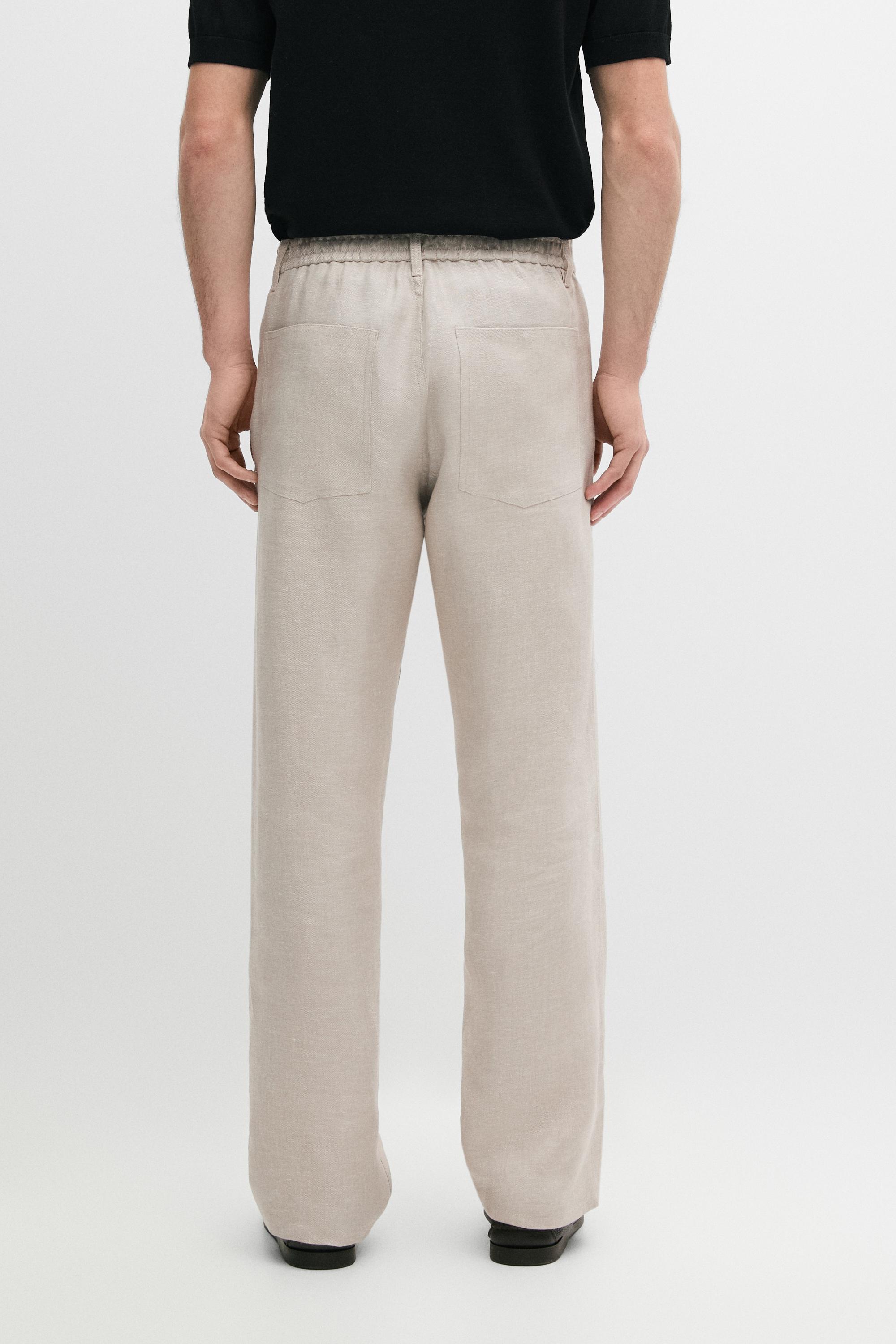 Wide-leg linen trousers — SAND