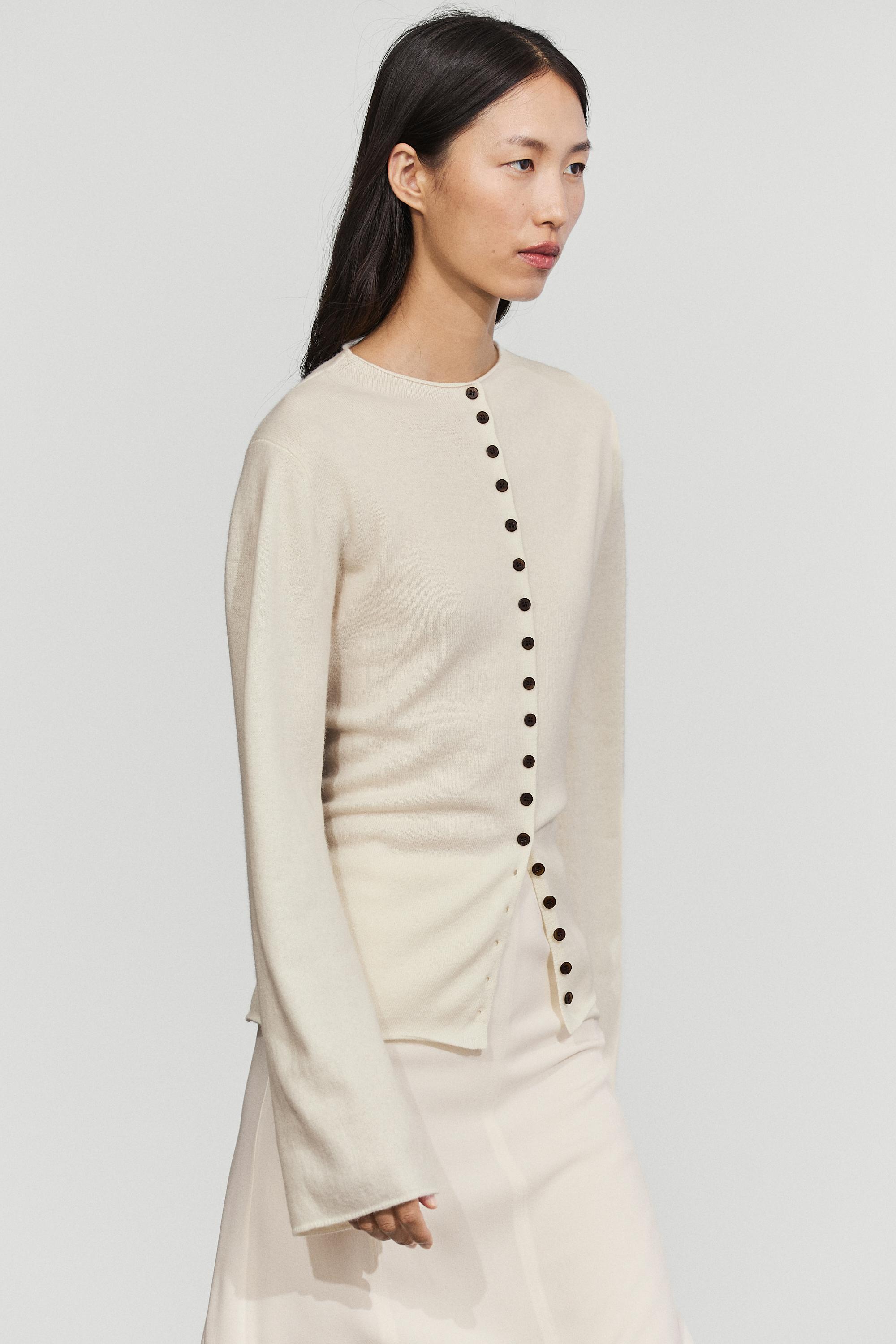 Wool-blend knit cardigan with buttons