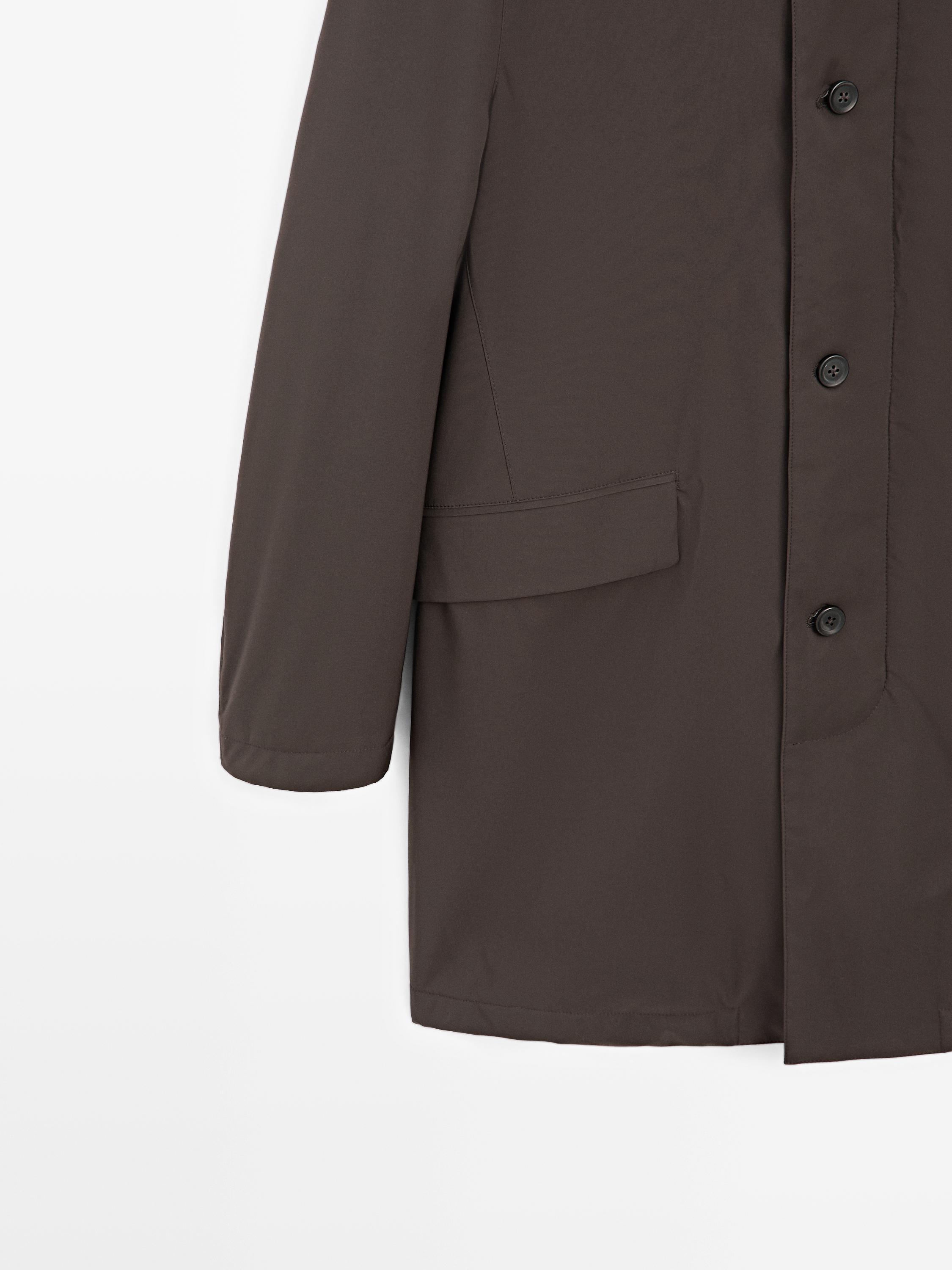 Water-repellent puffer jacket — Chocolate