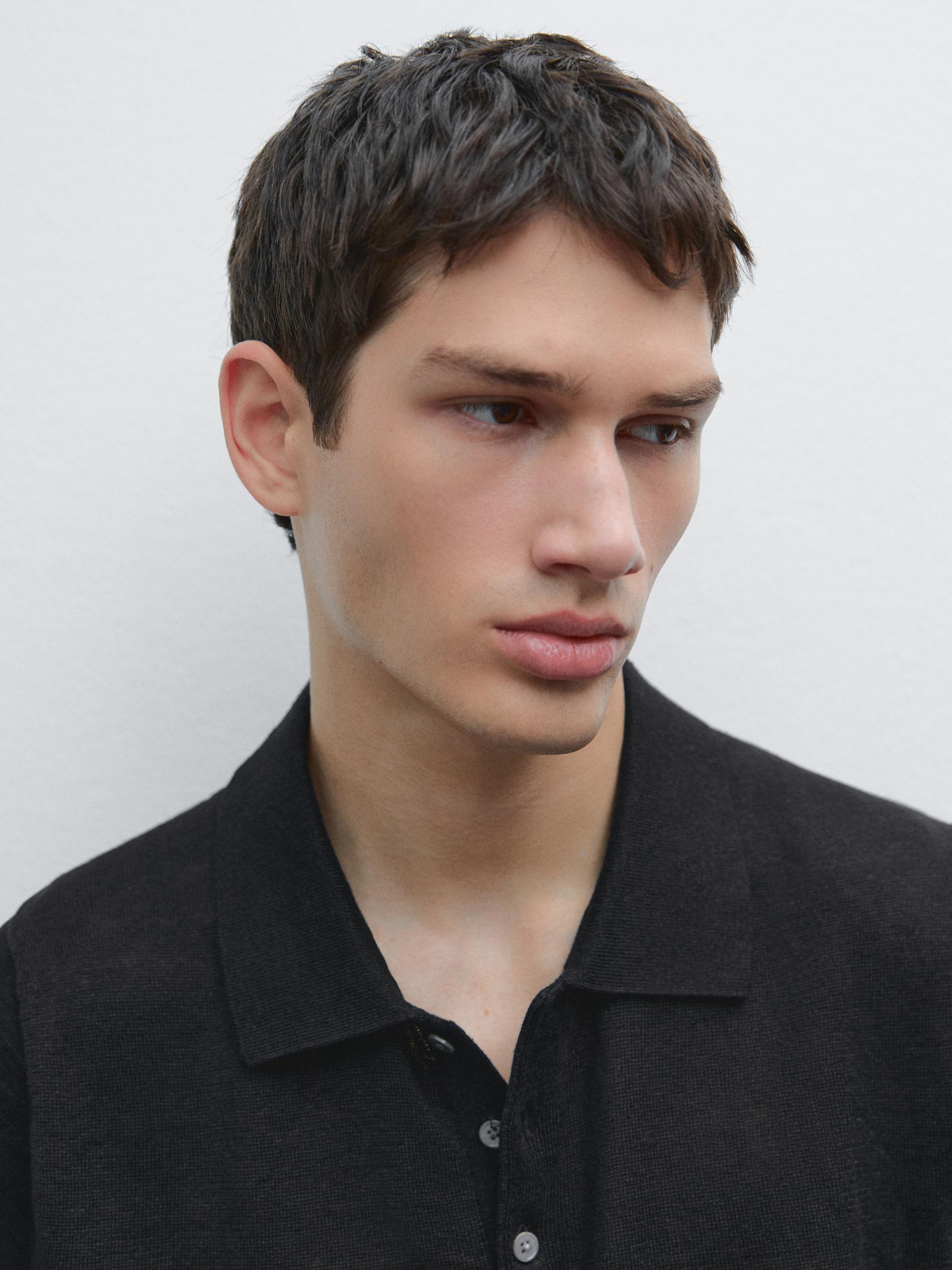 100% linen knit polo shirt