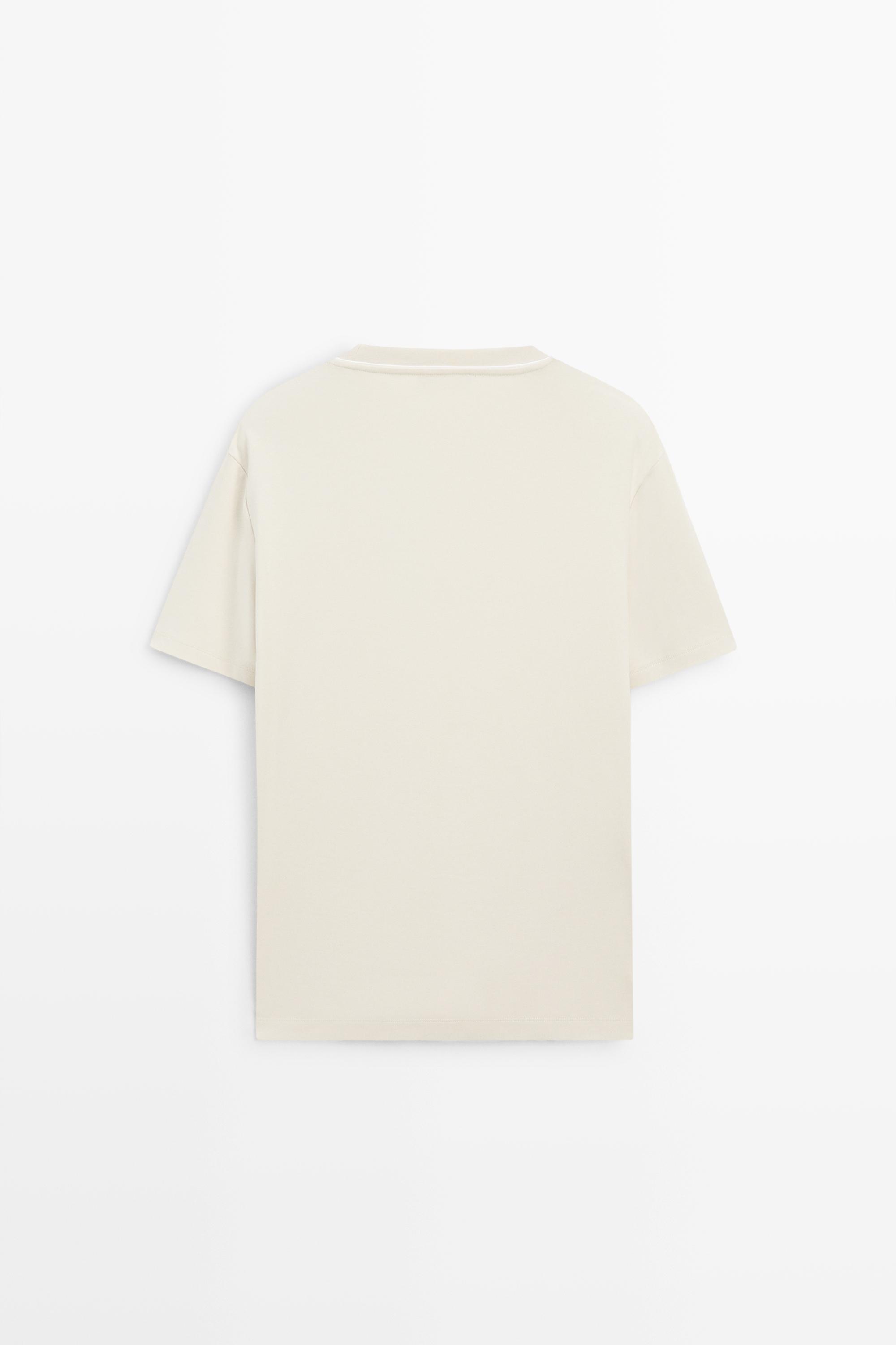 Contrast neck short sleeve T-shirt — PEARL GREY