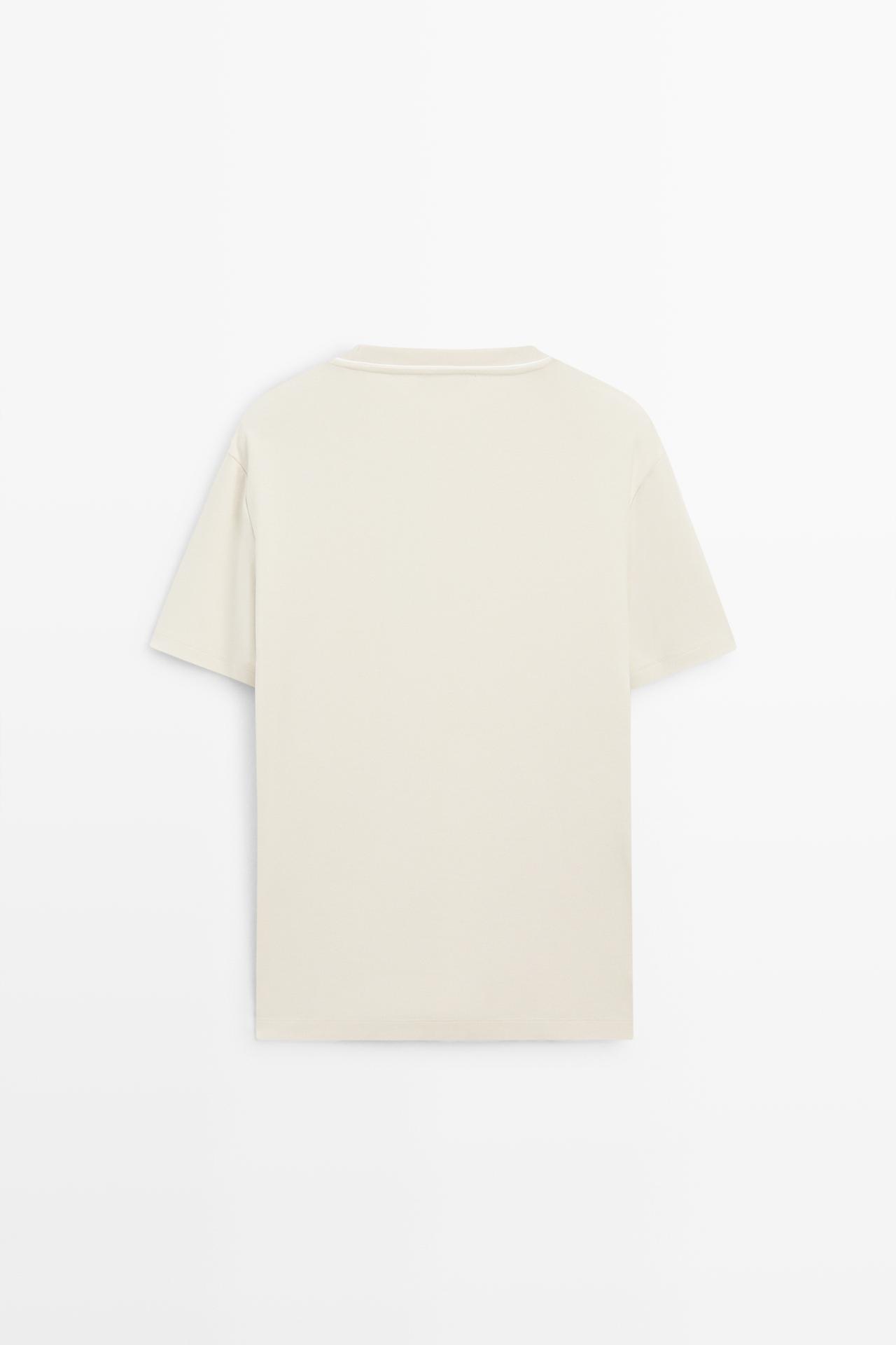 Contrast neck short sleeve T-shirt — PEARL GREY
