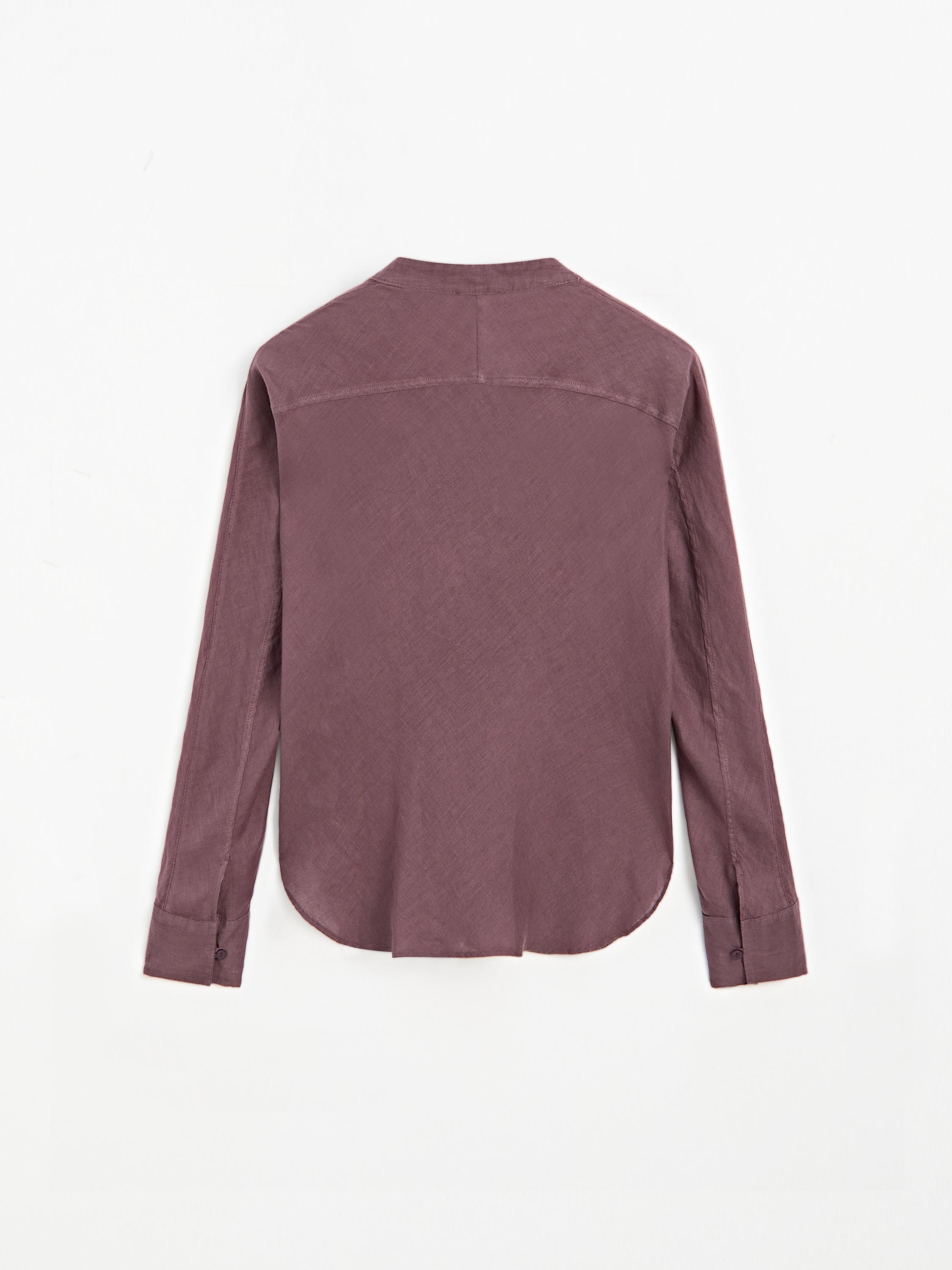 Flowing linen shirt with stand collar