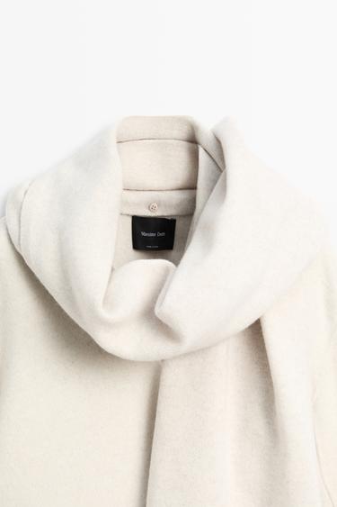 Wool-blend coat with scarf detail — BEIGE 9
