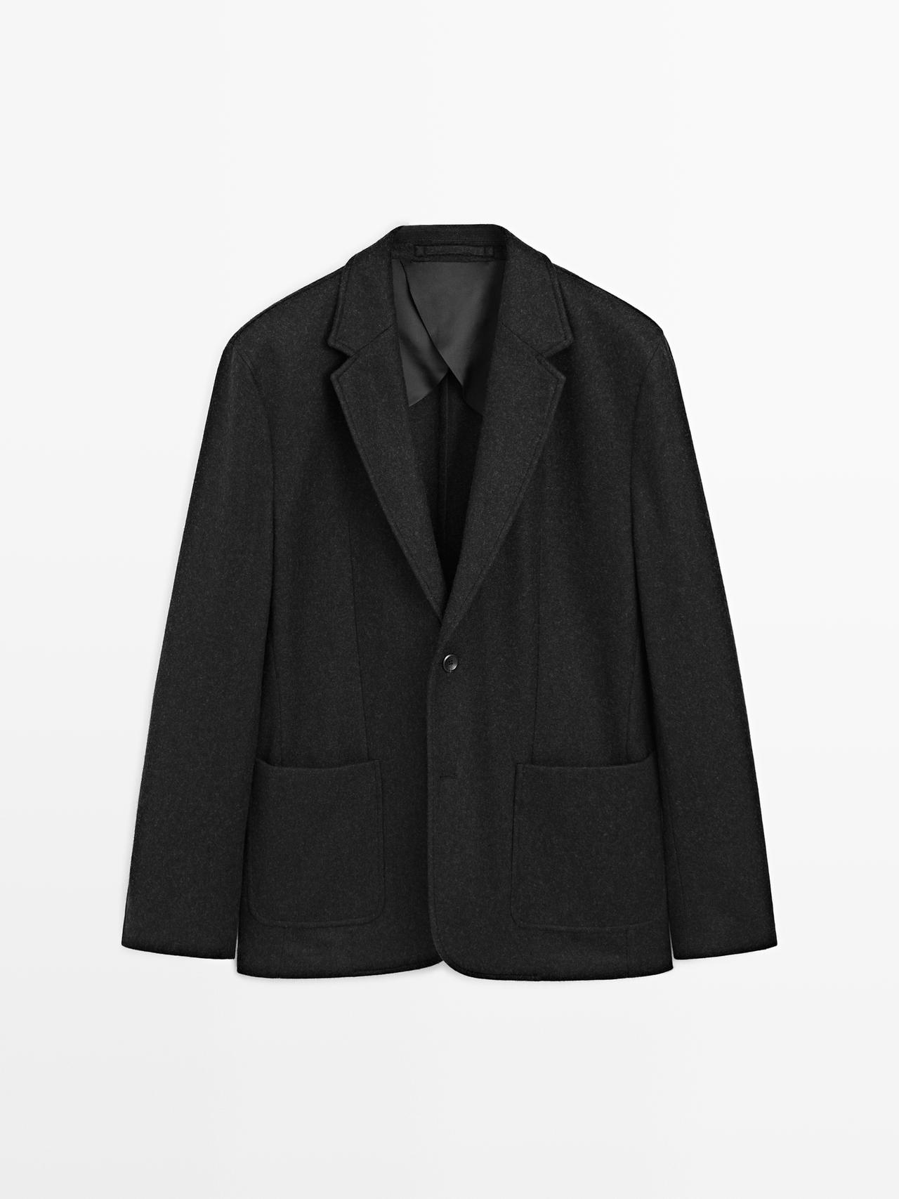 Massimo Dutti - Herre - Blazer I Uldblanding - Kulgrå - 52