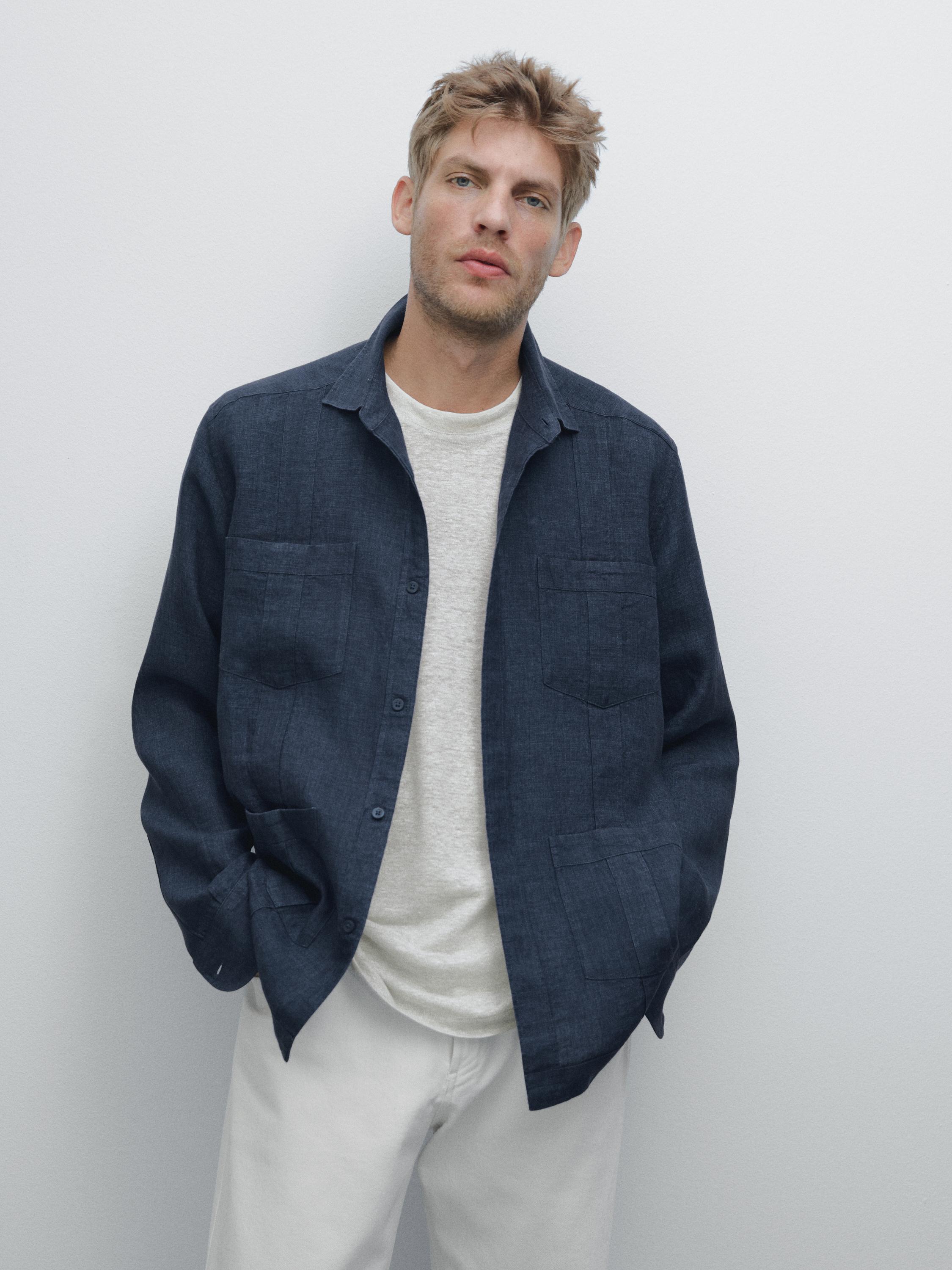 100% linnen overhemd met naaldplooien