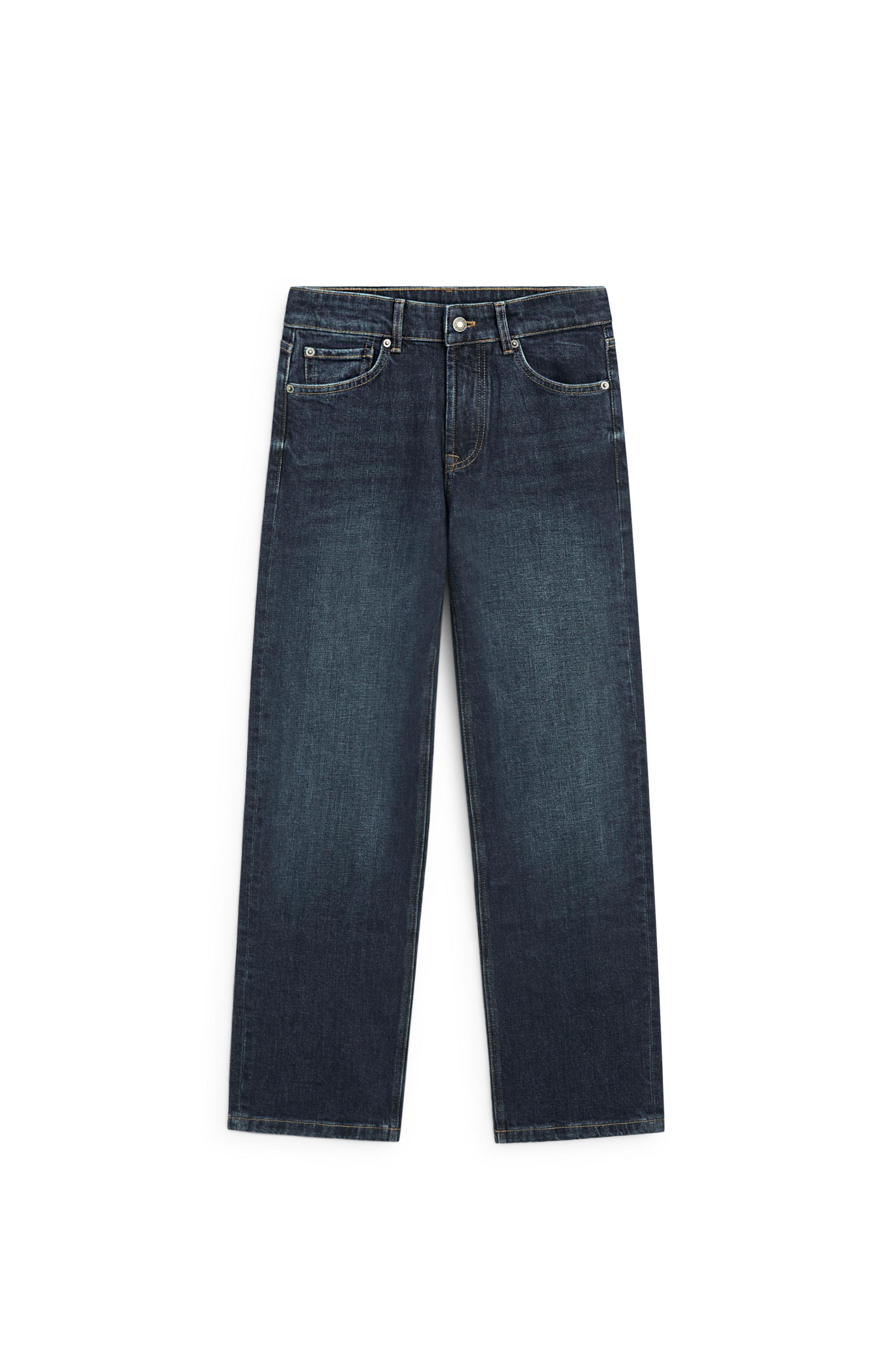 High-waist cropped straight-leg jeans — MEDIUM BLUE