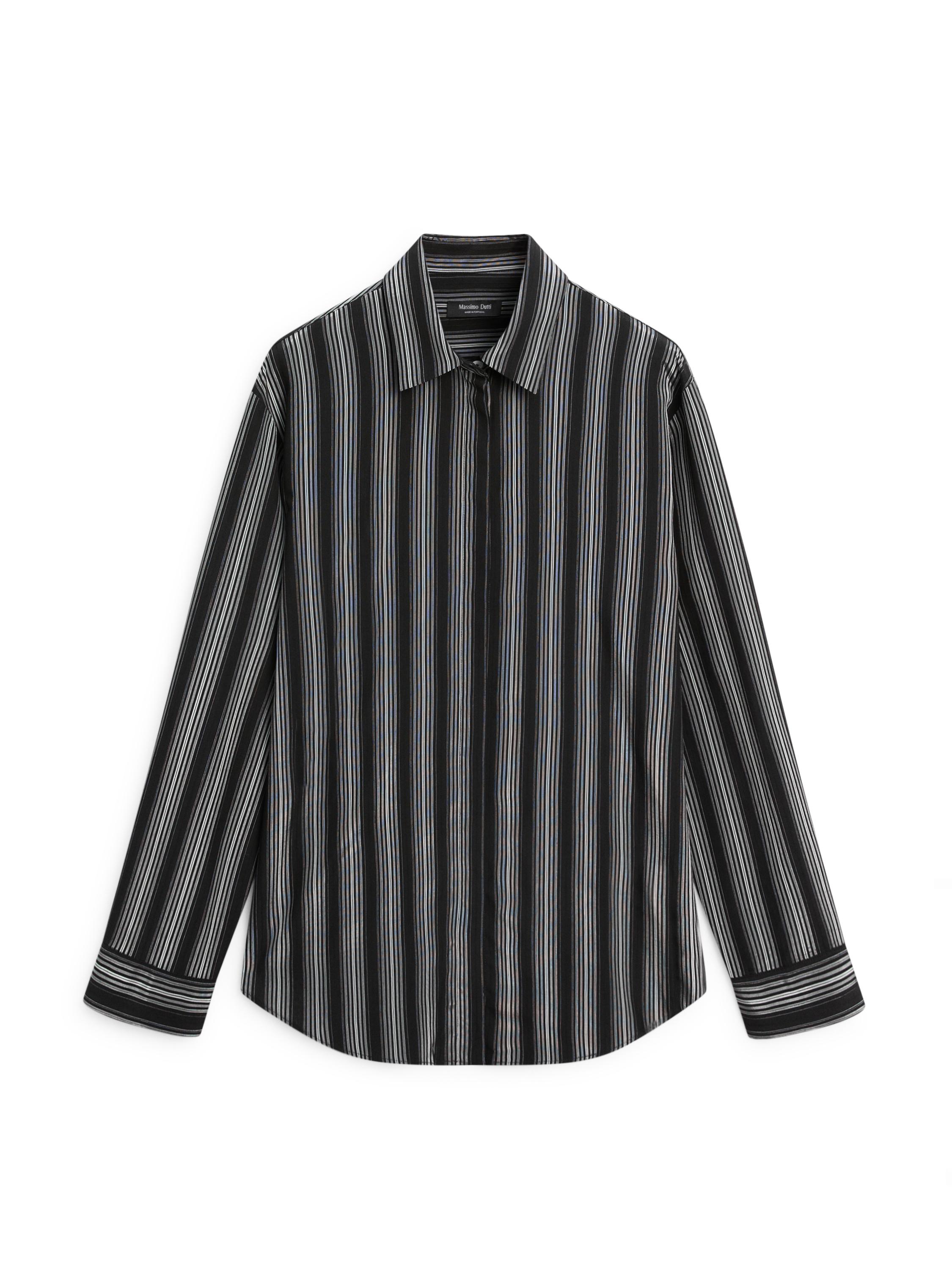 Flowing shirt with striped detailing — BLACK