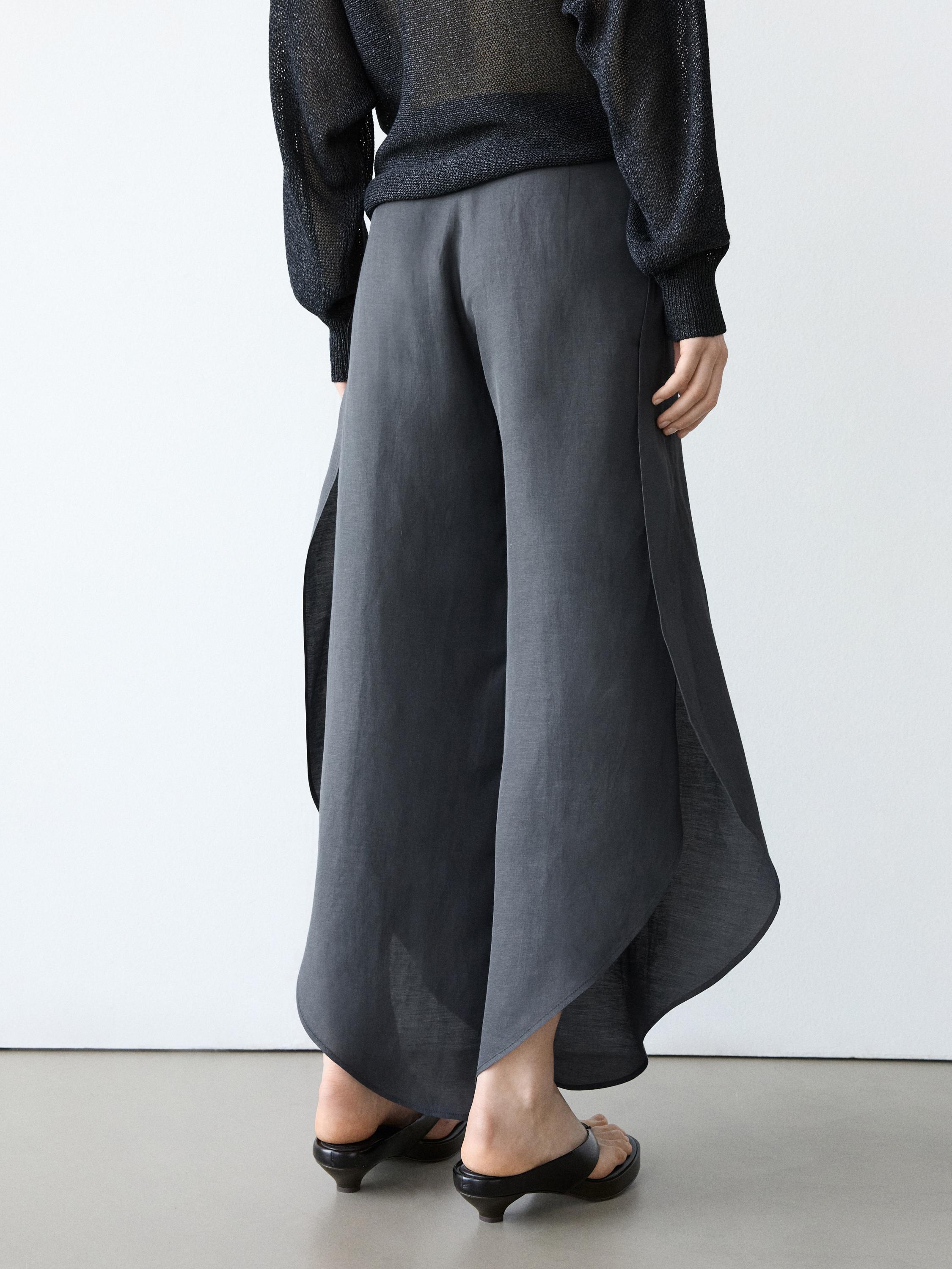 Linen blend trousers with slit details — ANTHRACITE GREY