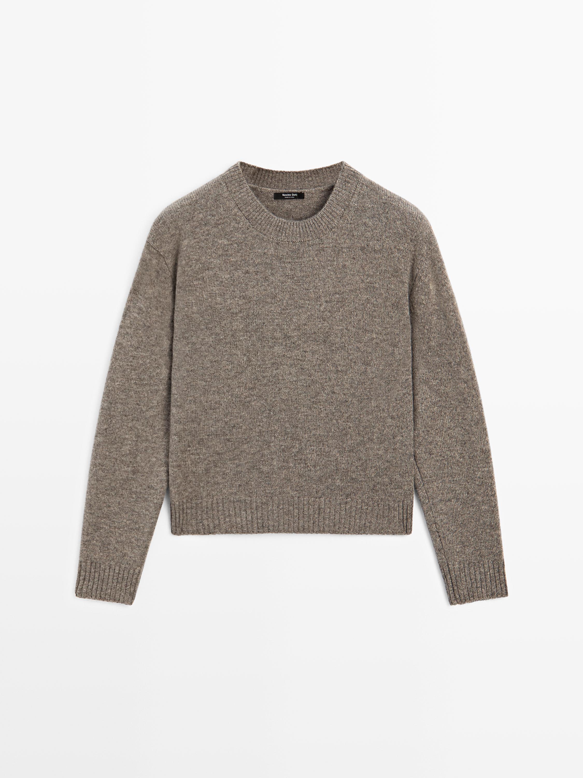 Wool blend crew neck sweater