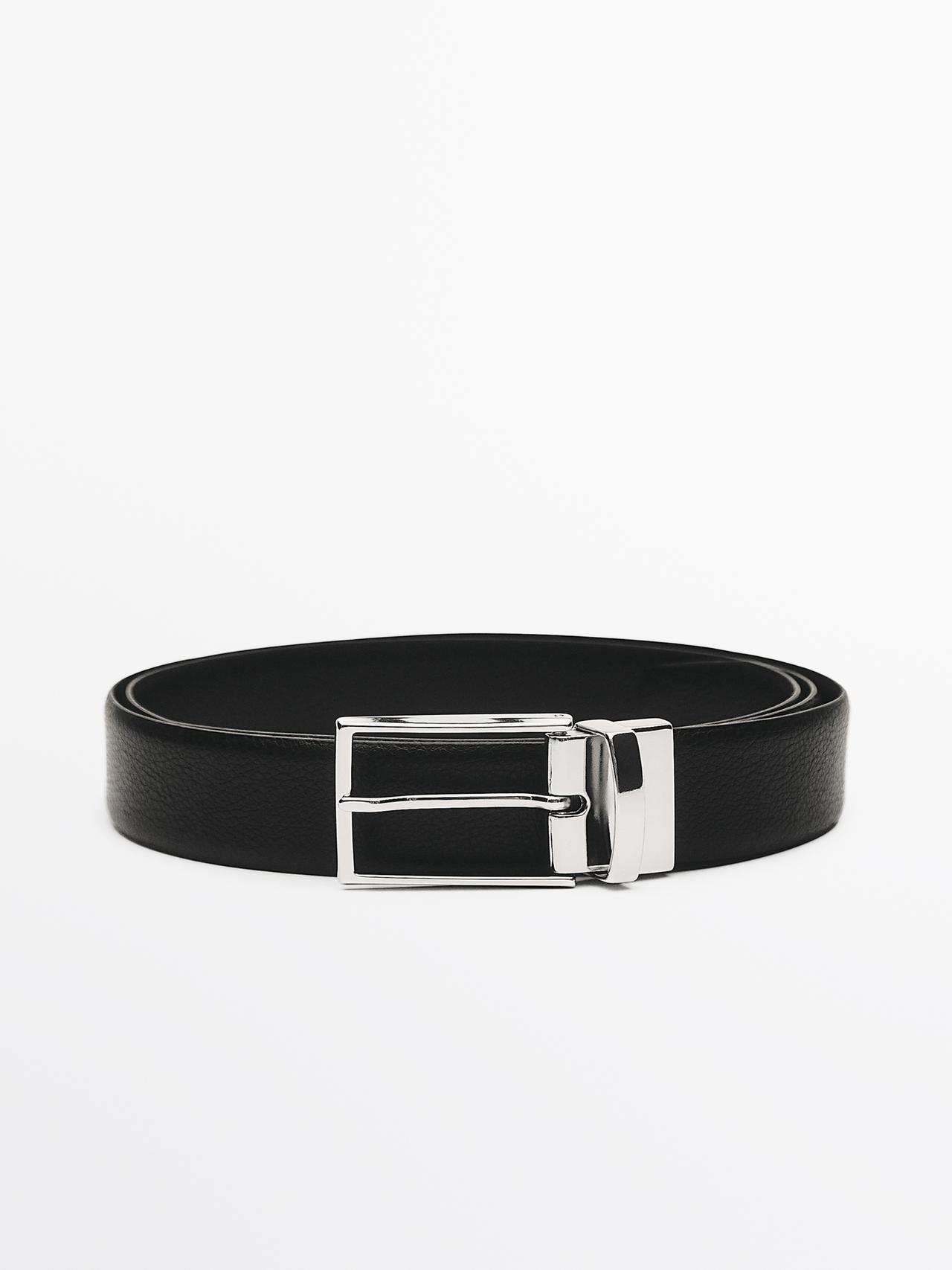 Ceinture Réversible En Cuir Nappa - Noir - 85 - Massimo Dutti - Homme