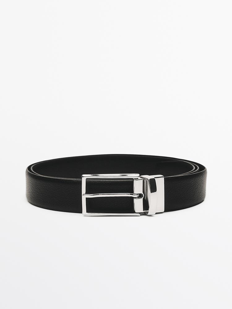 Reversible nappa leather belt — BLACK