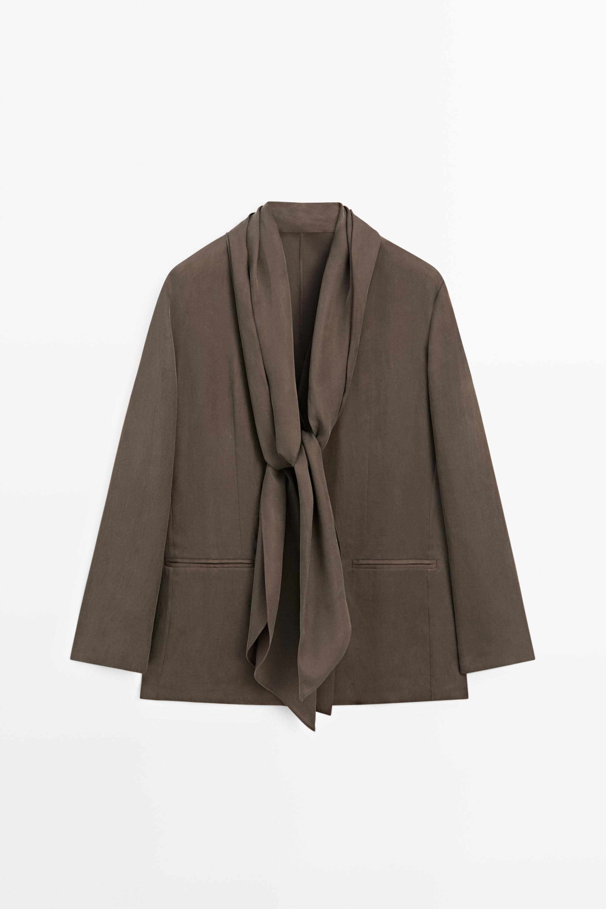 Total look flowing overshirt with tie detail — PLUM