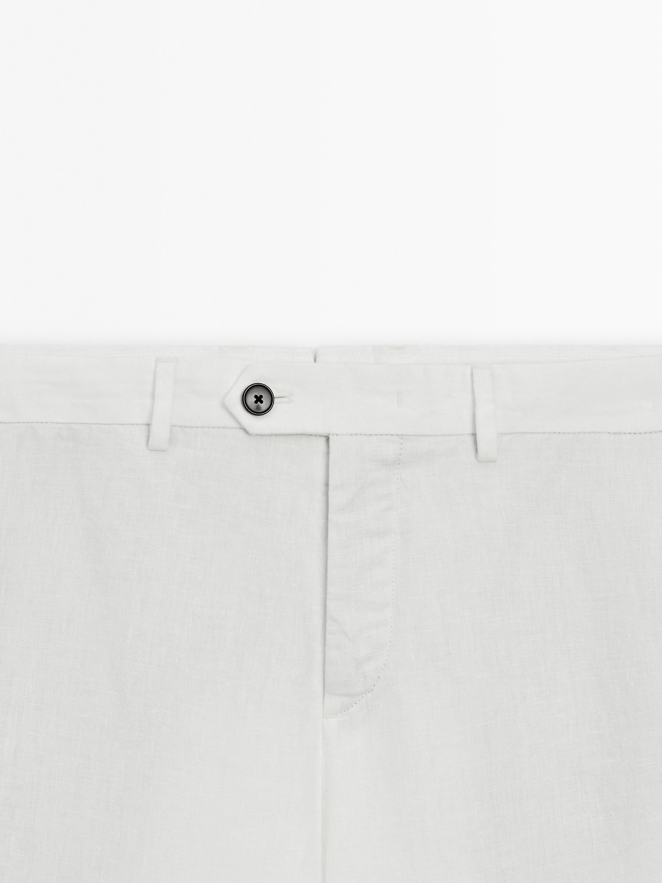 100% linen tapered fit trousers