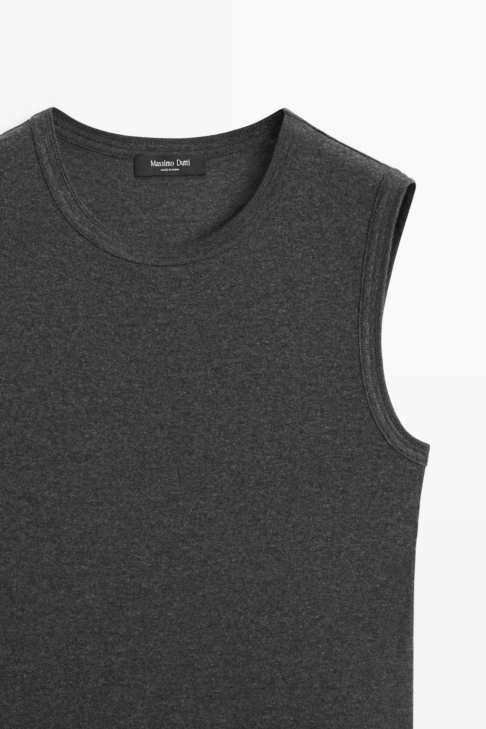 Wool blend double-layer T-shirt — DARK GREY