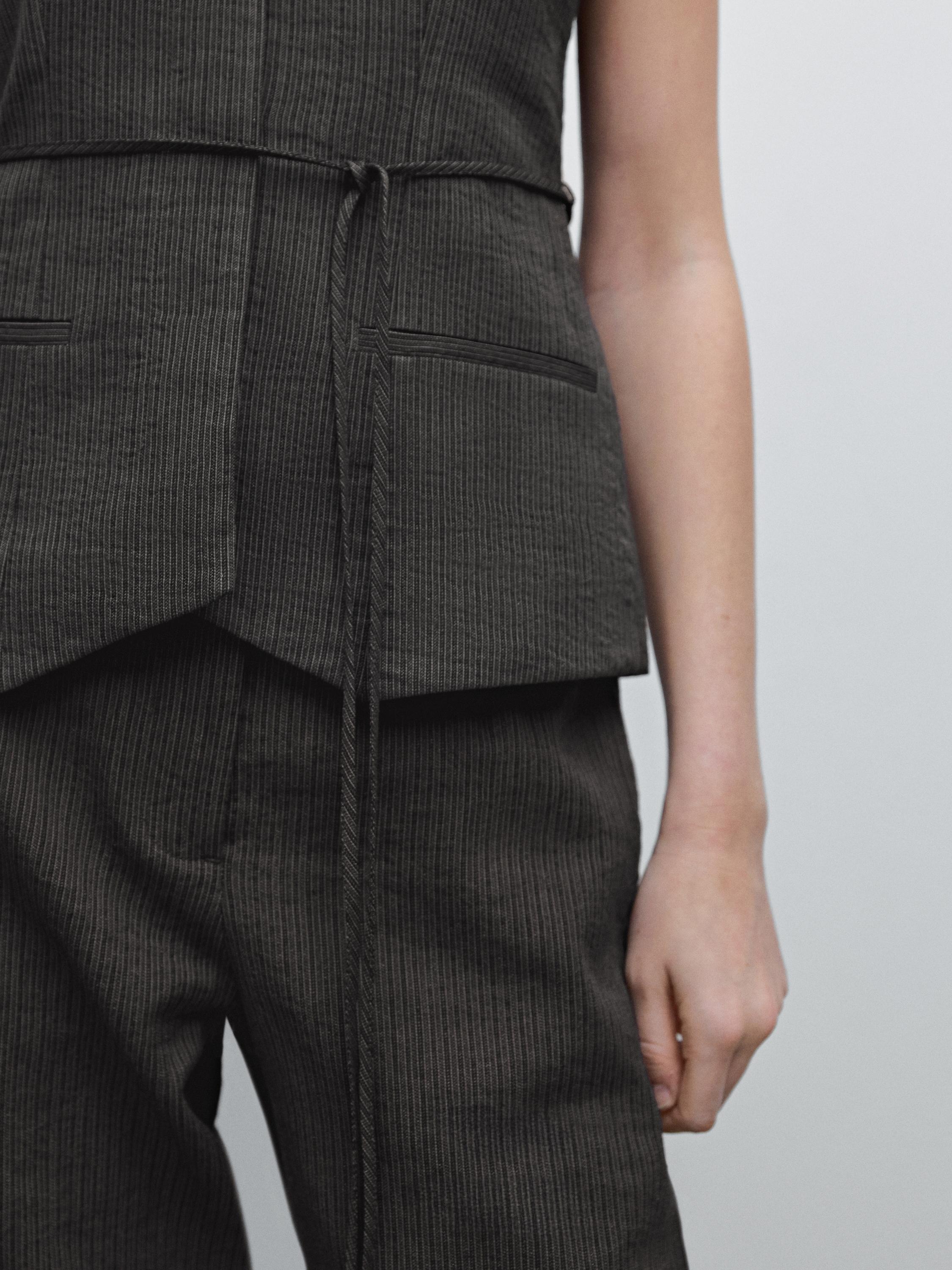 Jauktas kokvilnas veste ar lenti