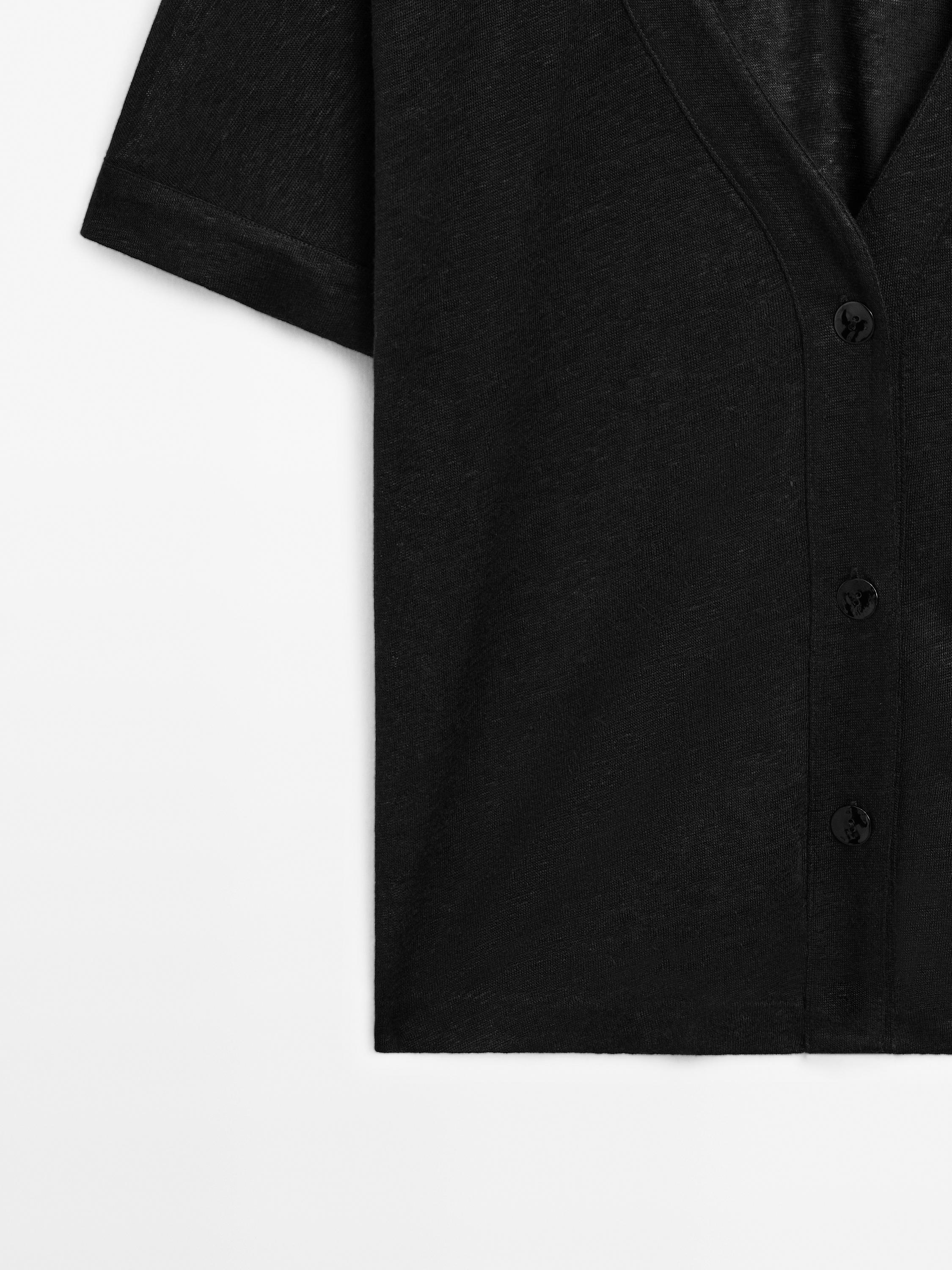 100% linen short sleeve cardigan