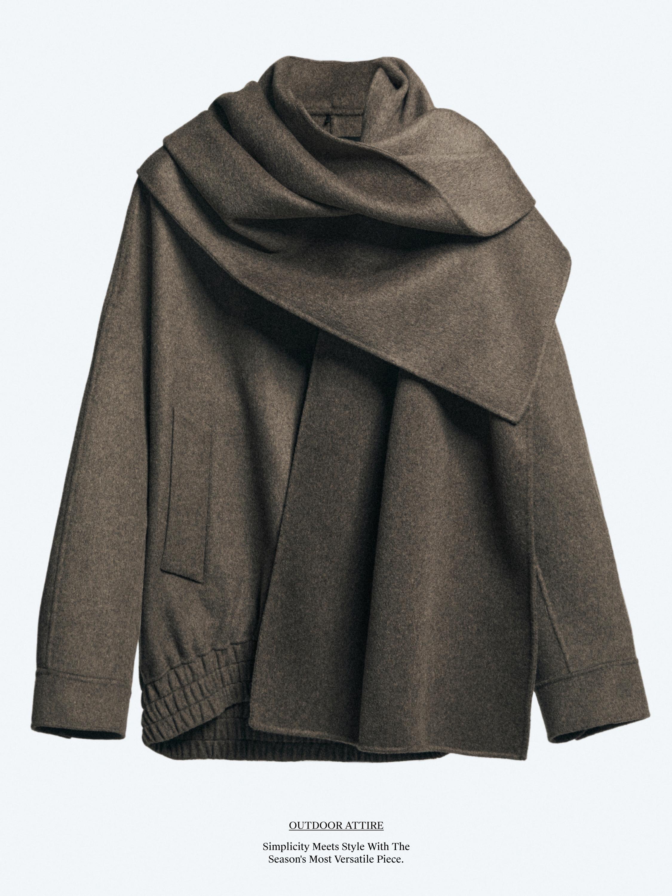 Wool blend bomber jacket with scarf