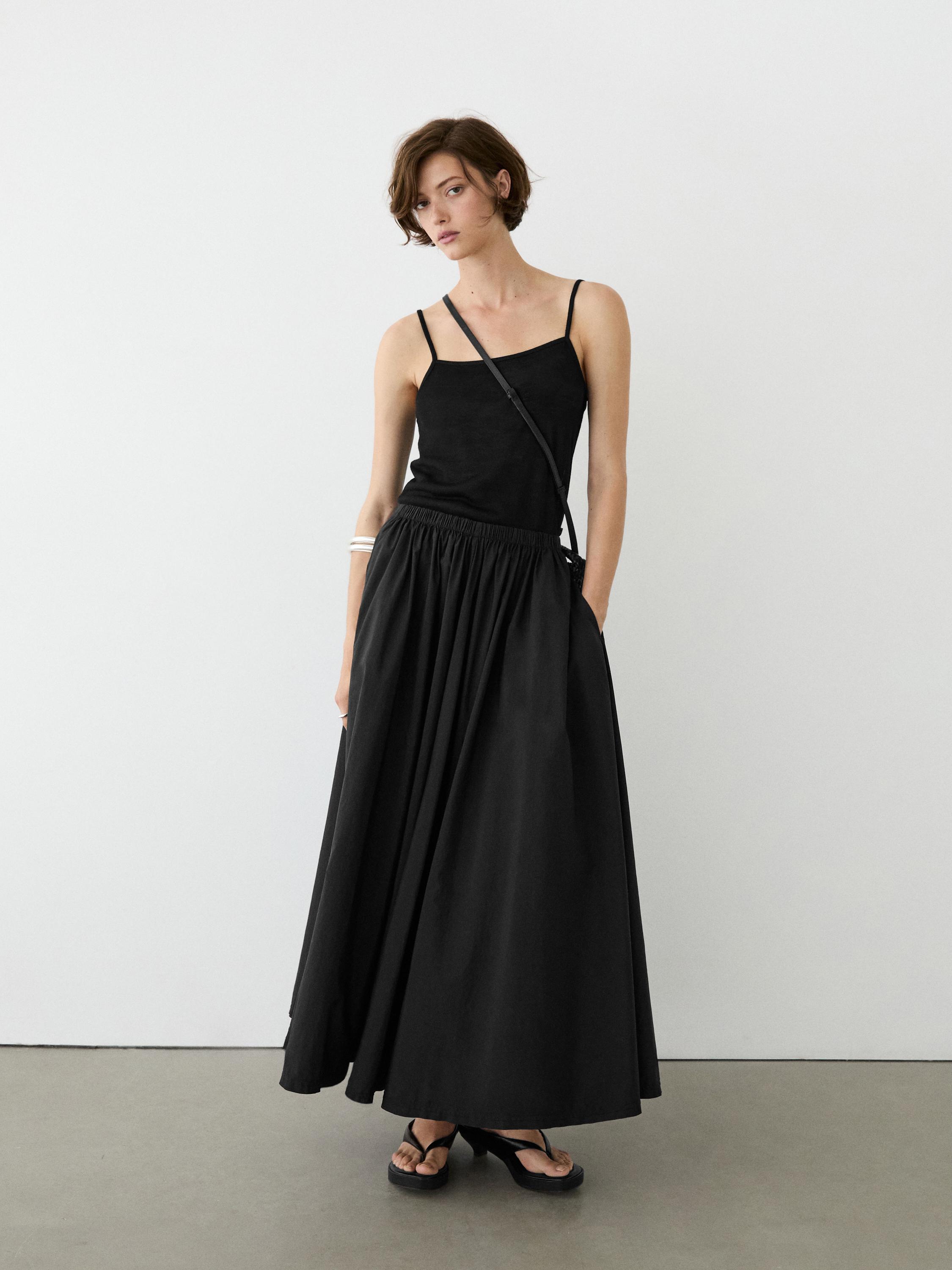 Technical fabric midi skirt — BLACK