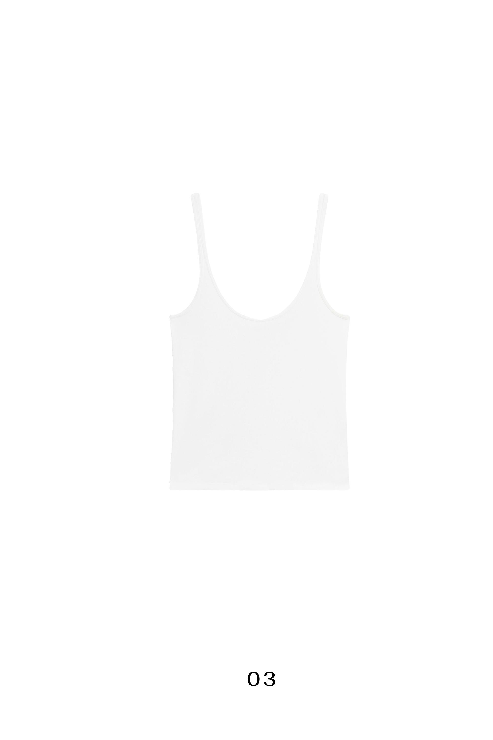 Strappy cotton blend top — WHITE